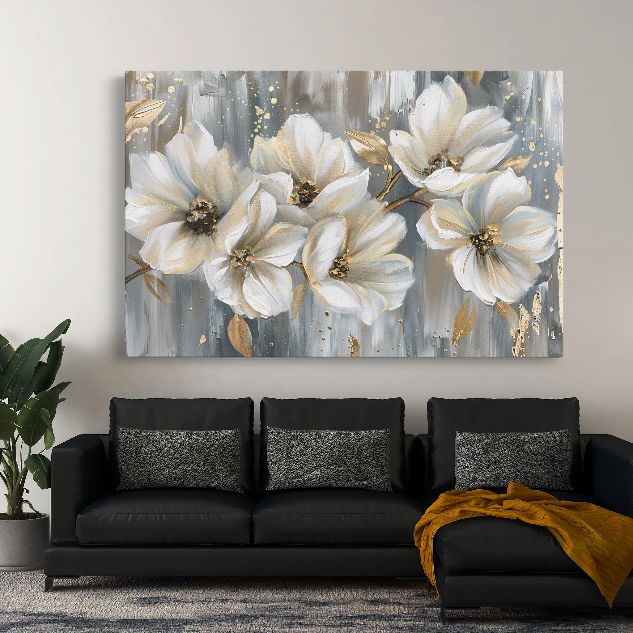 Floral Canvas Wall Art WAD591-F 90 x 60 cm / Stretched on hidden frame