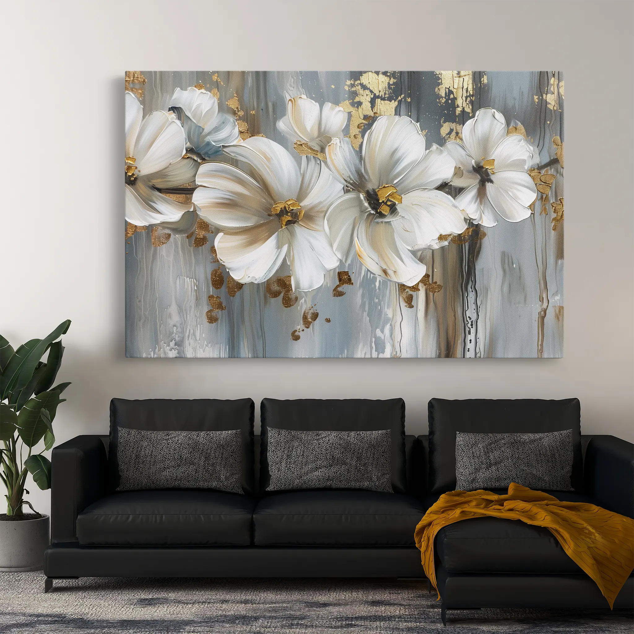 Floral Canvas Wall Art WAD592-F 90 x 60 cm / Stretched on hidden frame