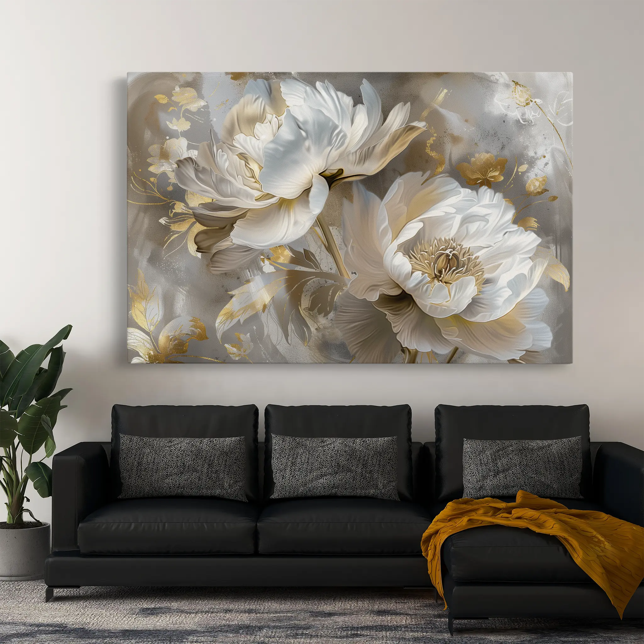 Floral Canvas Wall Art WAD593-F 90 x 60 cm / Stretched on hidden frame