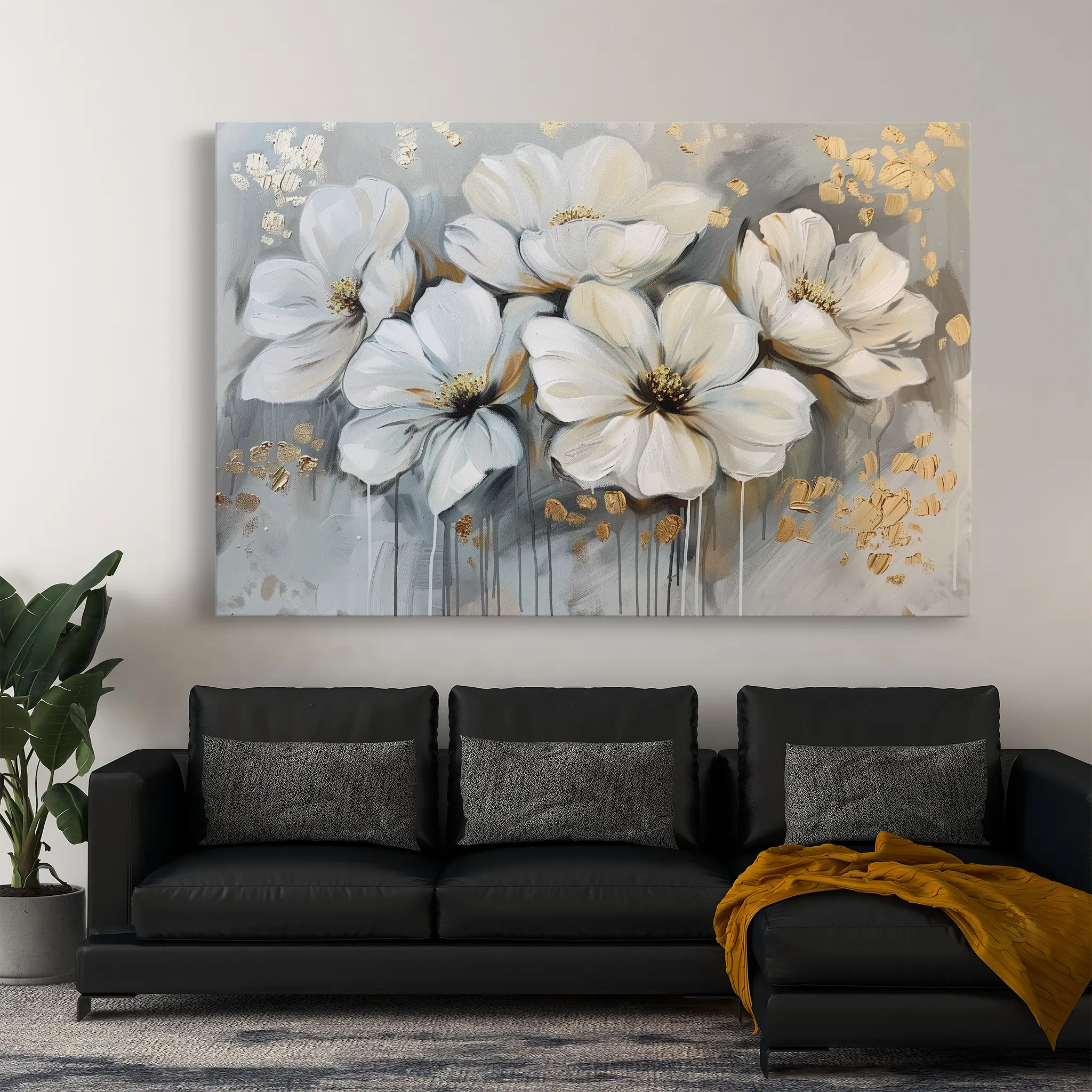 Floral Canvas Wall Art WAD597-F 90 x 60 cm / Stretched on hidden frame