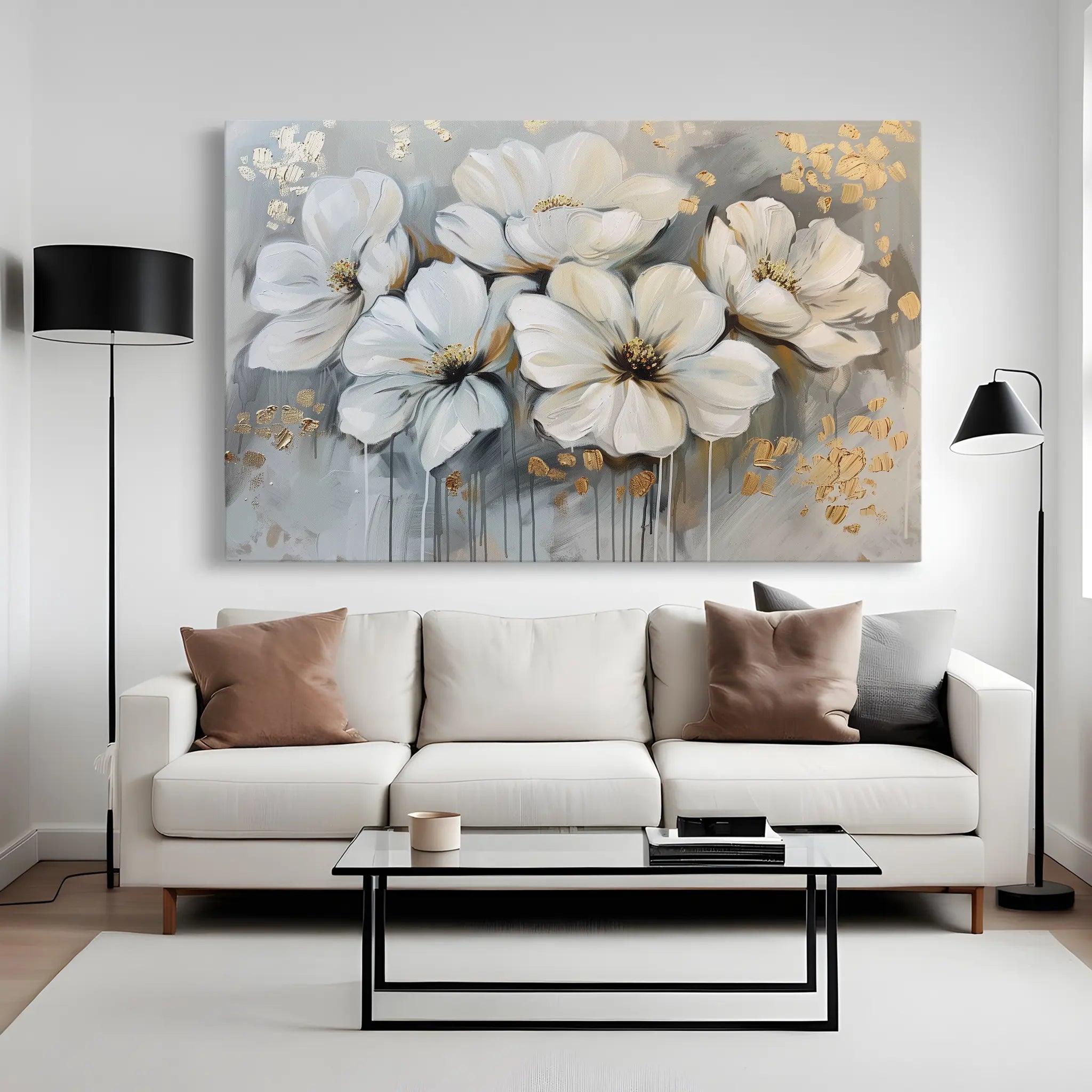 Floral Canvas Wall Art WAD597-F 90 x 60 cm / Stretched on hidden frame