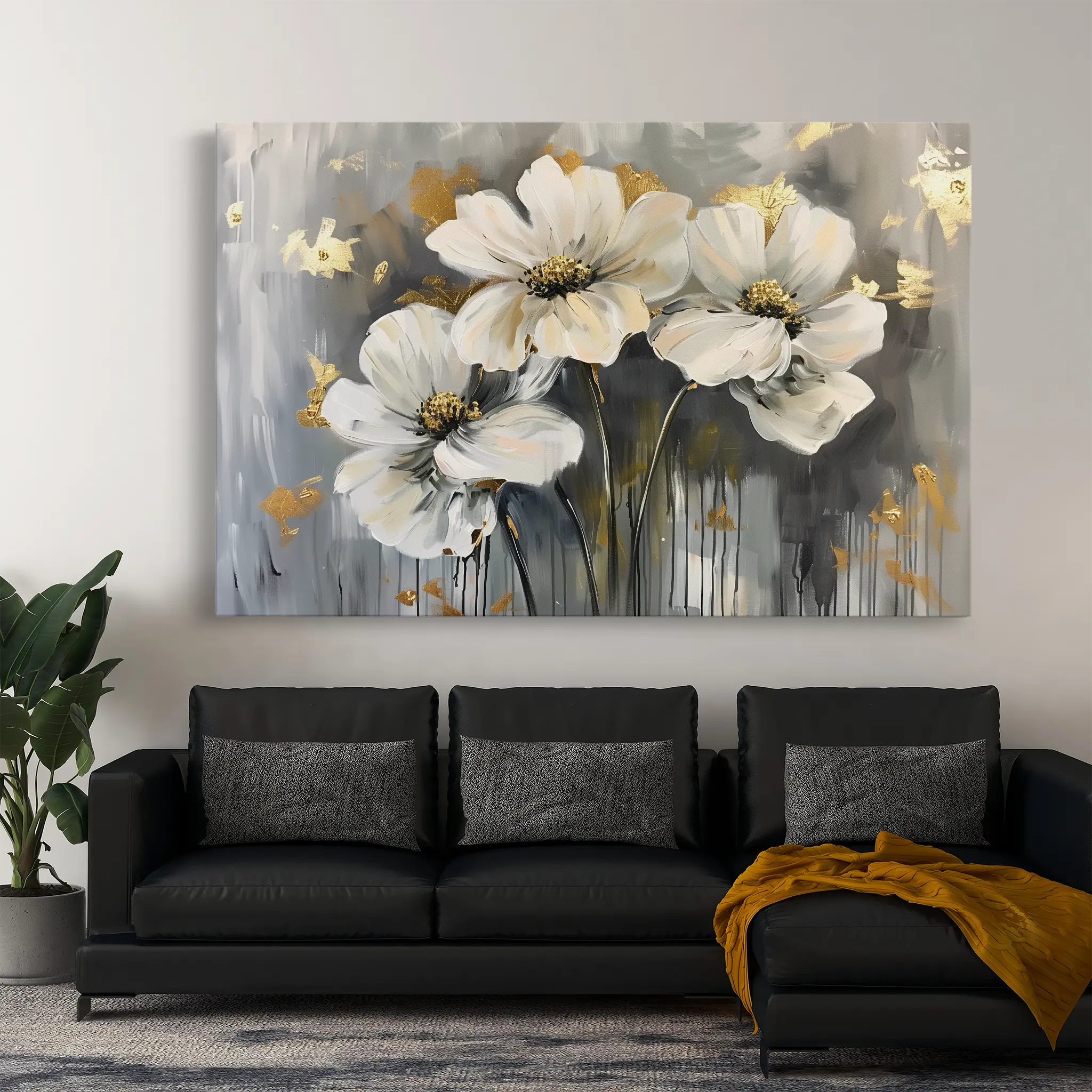 Floral Canvas Wall Art WAD598-F 90 x 60 cm / Stretched on hidden frame