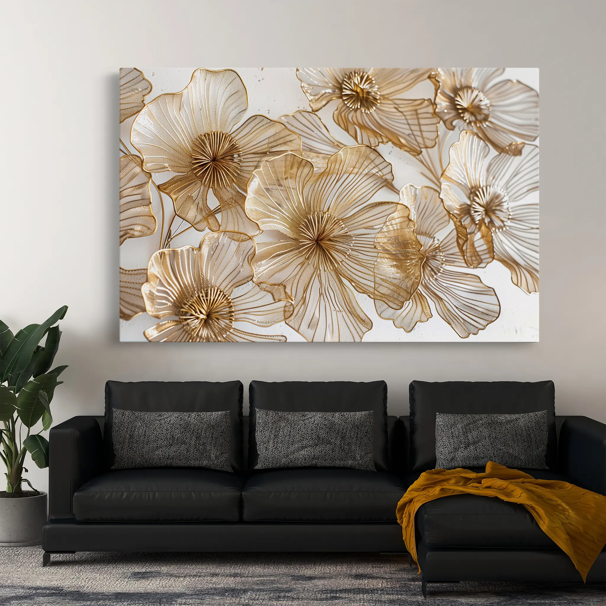 Floral Canvas Wall Art WAD608-F 90 x 60 cm / Stretched on hidden frame