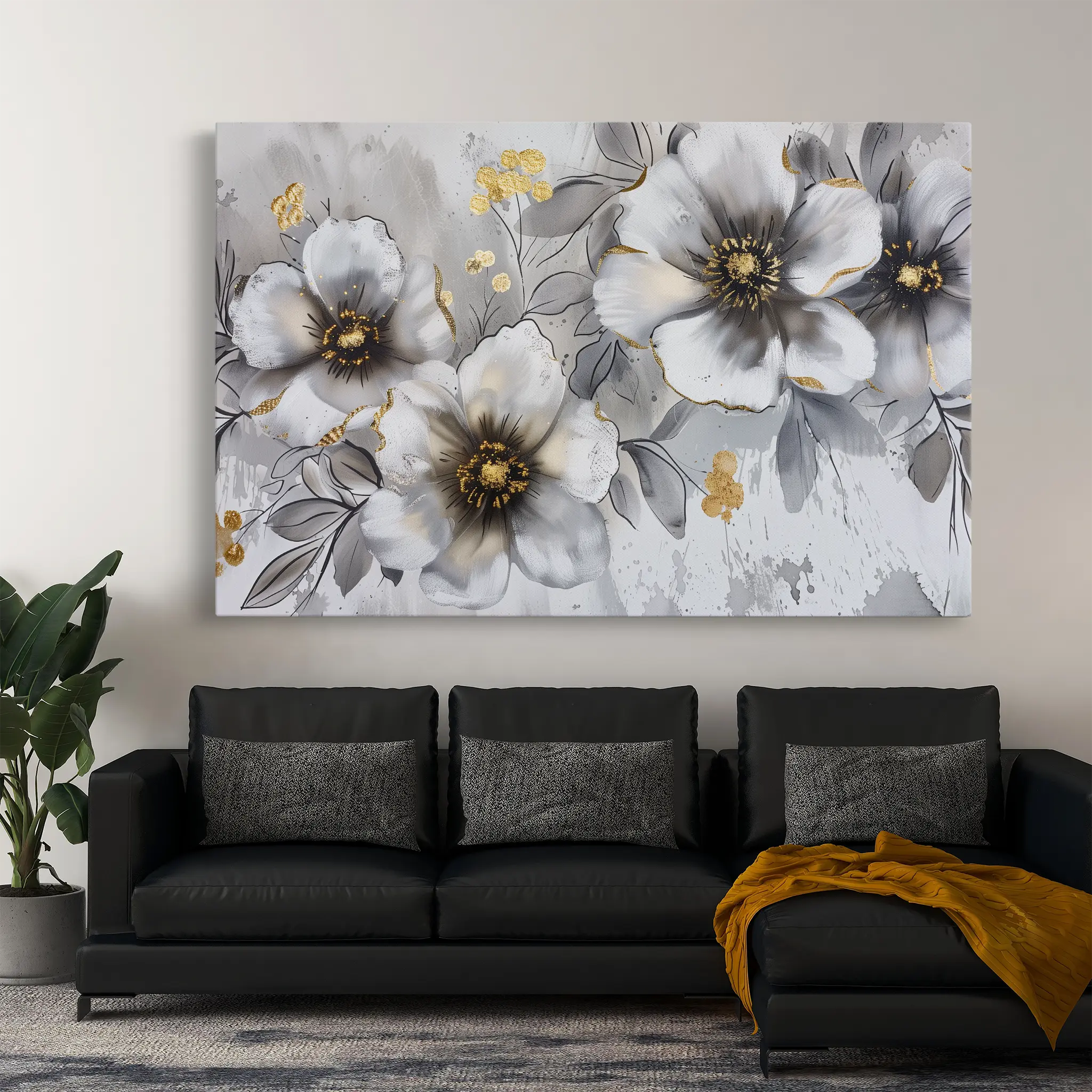 Floral Canvas Wall Art WAD653-F 90 x 60 cm / Stretched on hidden frame