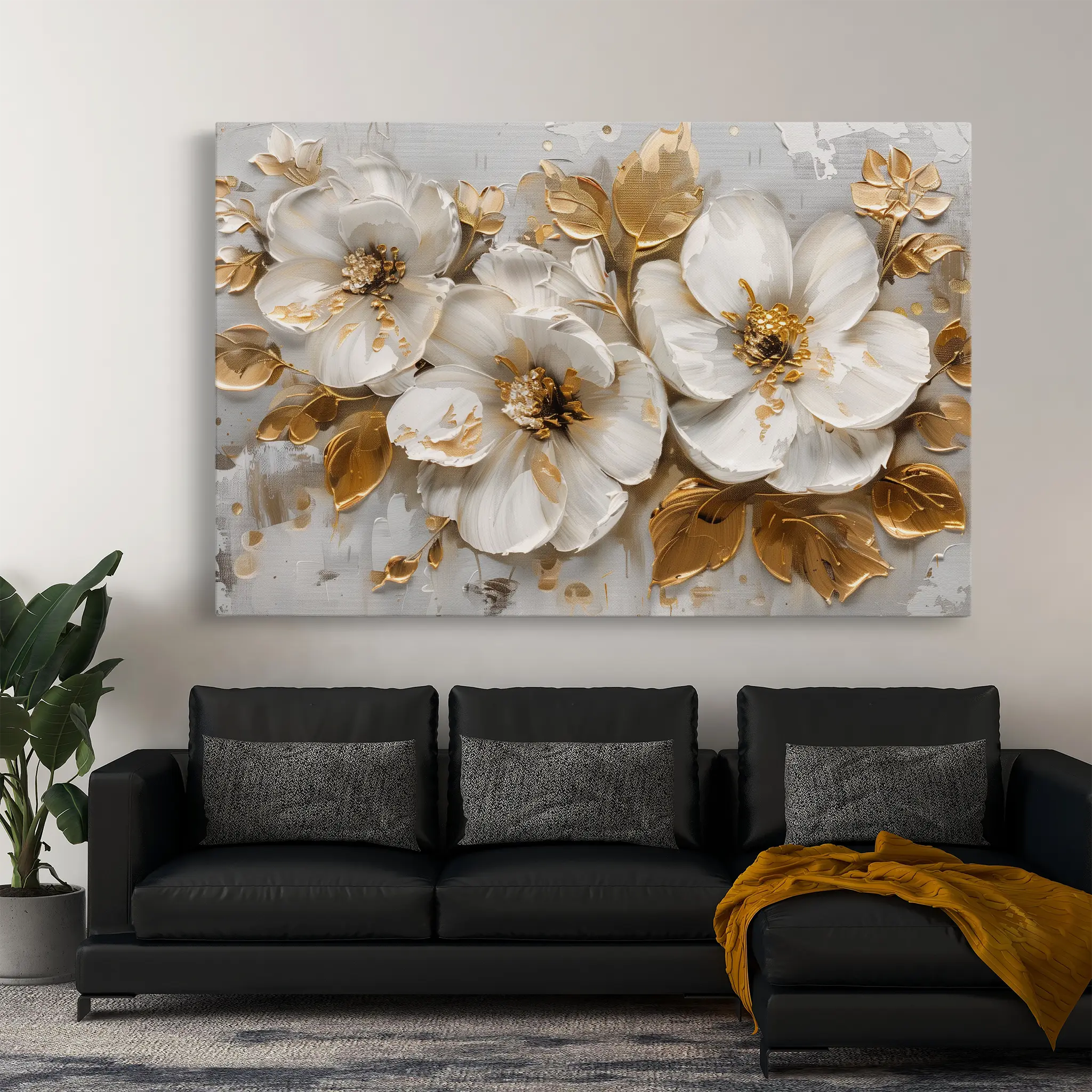 Floral Canvas Wall Art WAD654-F 90 x 60 cm / Stretched on hidden frame