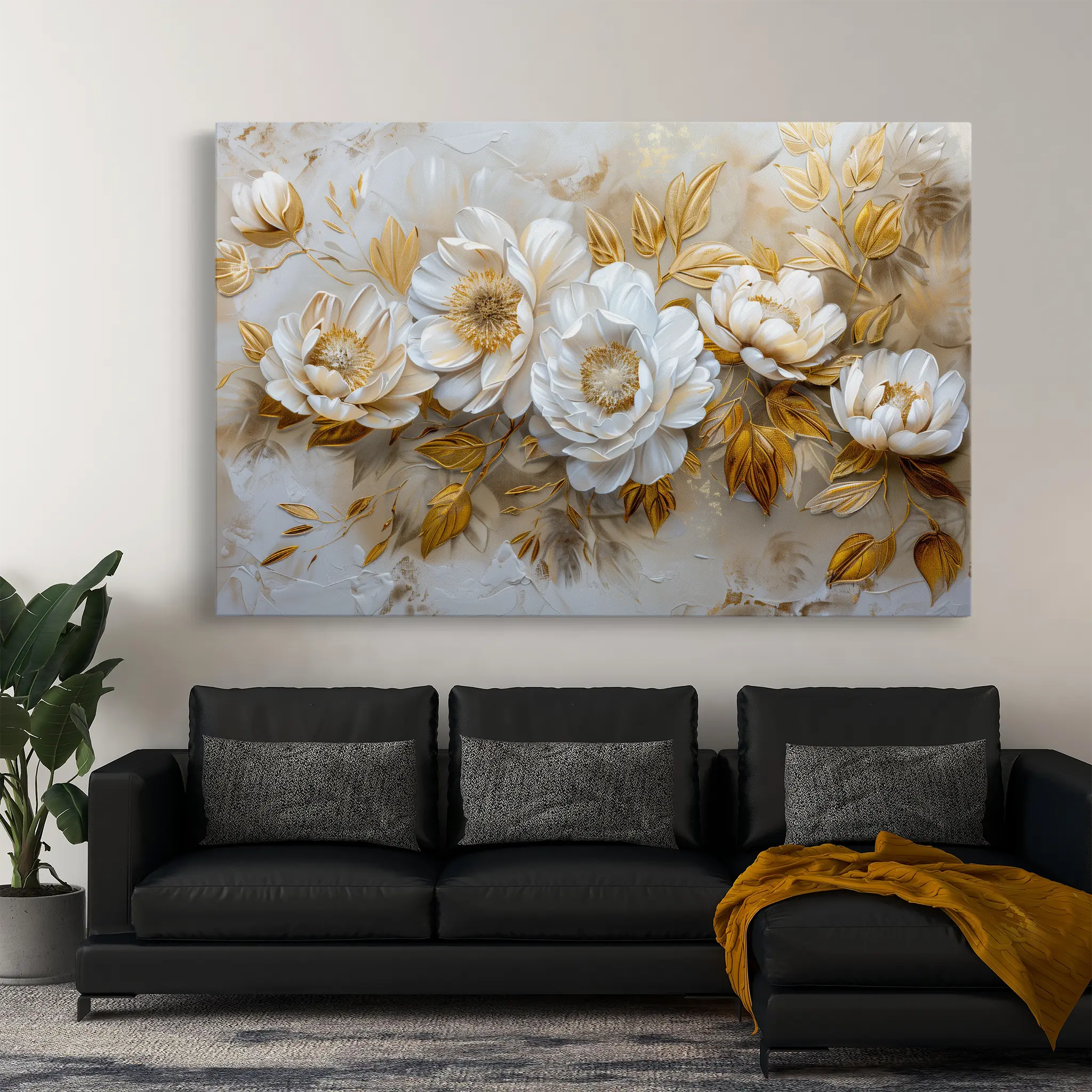 Floral Canvas Wall Art WAD660-F 90 x 60 cm / Stretched on hidden frame