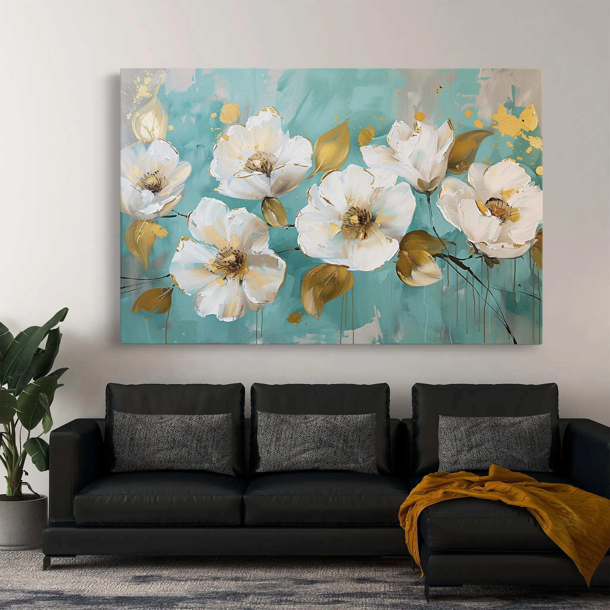 Floral Canvas Wall Art WAD673-F 90 x 60 cm / Stretched on hidden frame