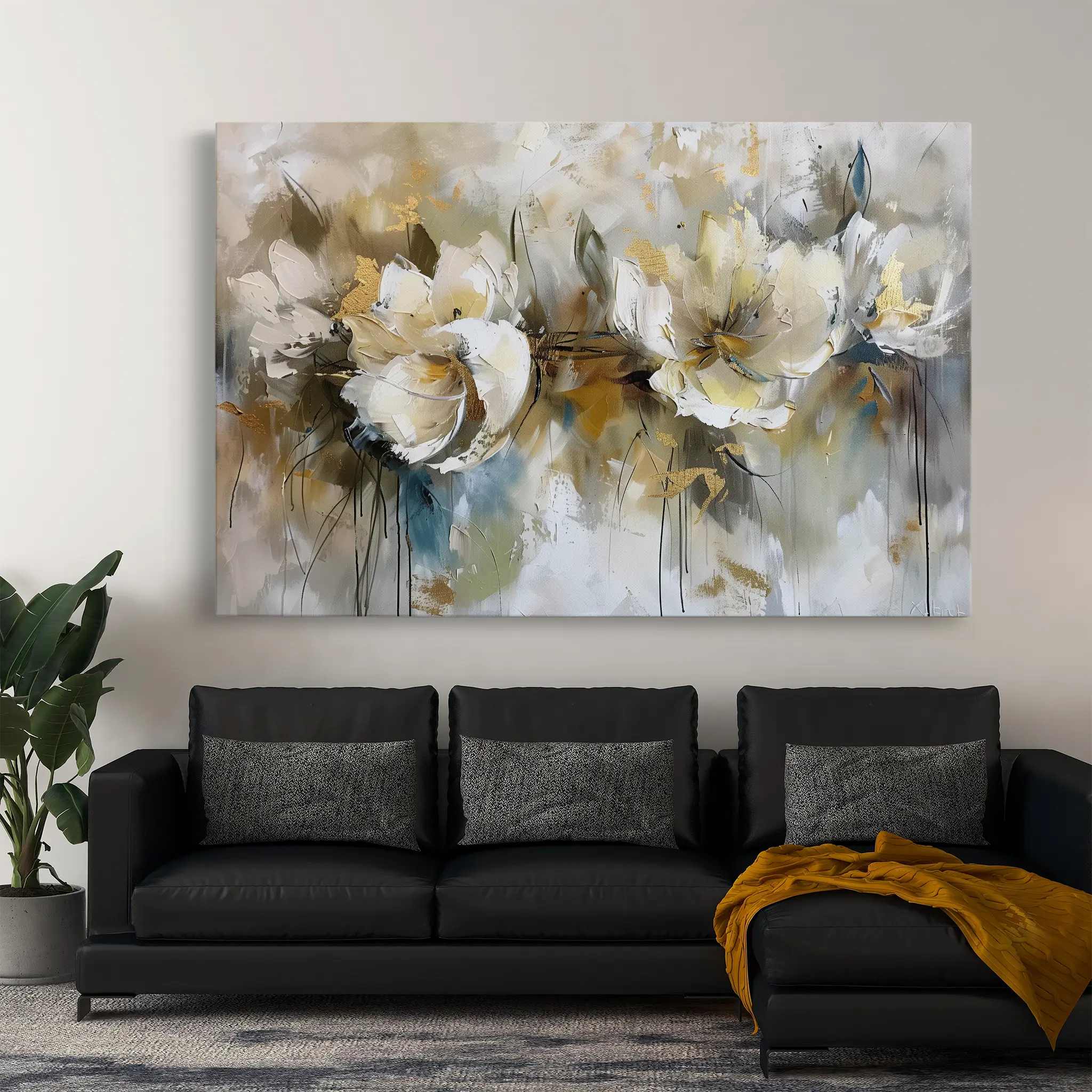 Floral Canvas Wall Art WAD689-F 90 x 60 cm / Stretched on hidden frame