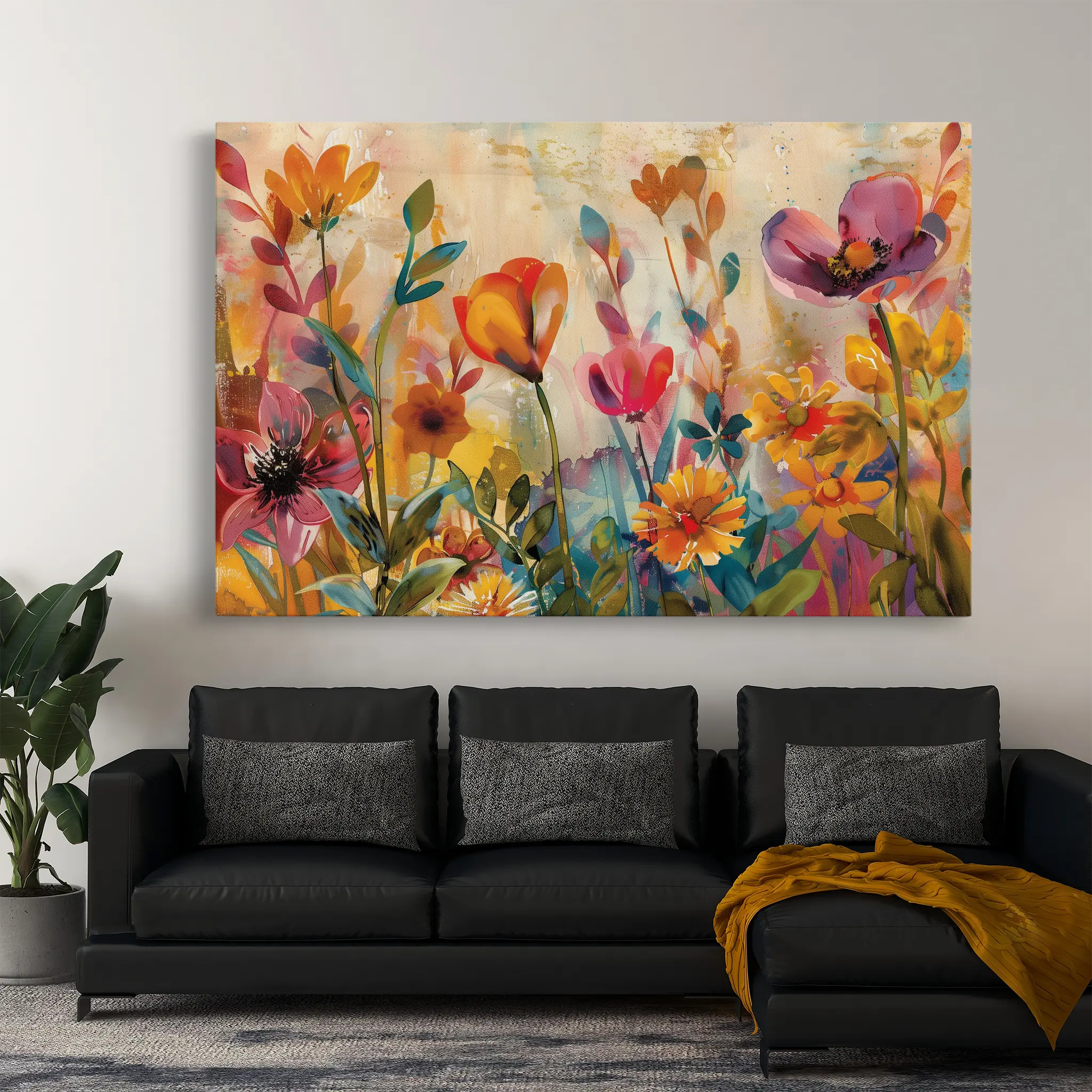 Floral Canvas Wall Art WAD700-F 90 x 60 cm / Stretched on hidden frame