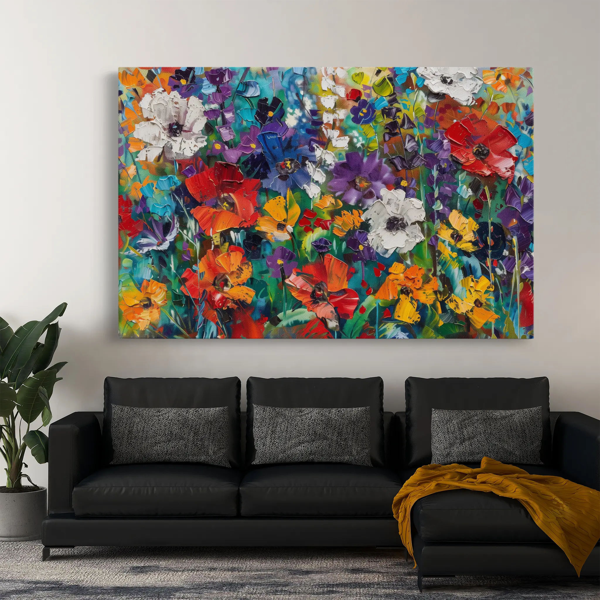 Floral Canvas Wall Art WAD703-F 90 x 60 cm / Stretched on hidden frame