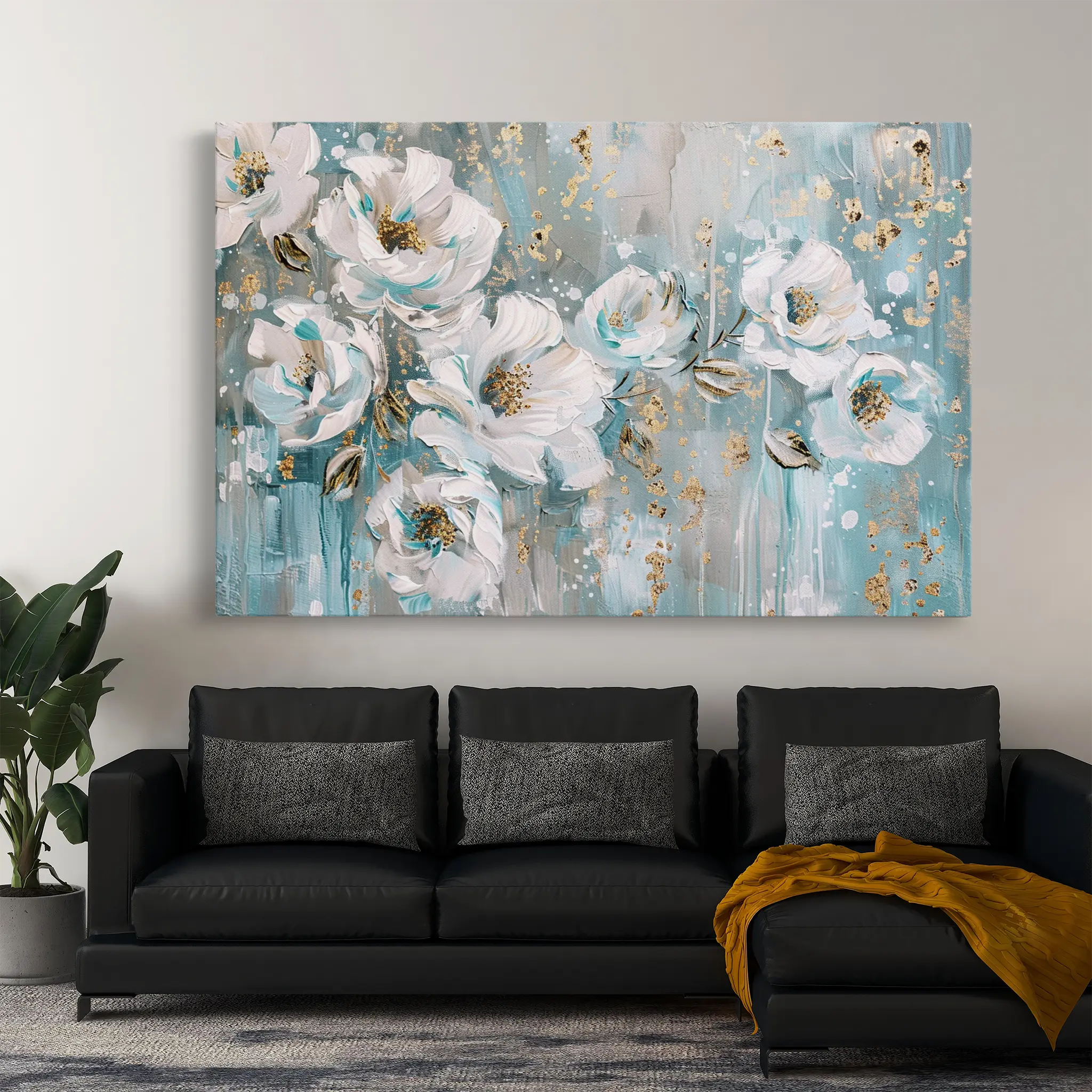 Floral Canvas Wall Art WAD742-F 90 x 60 cm / Stretched on hidden frame