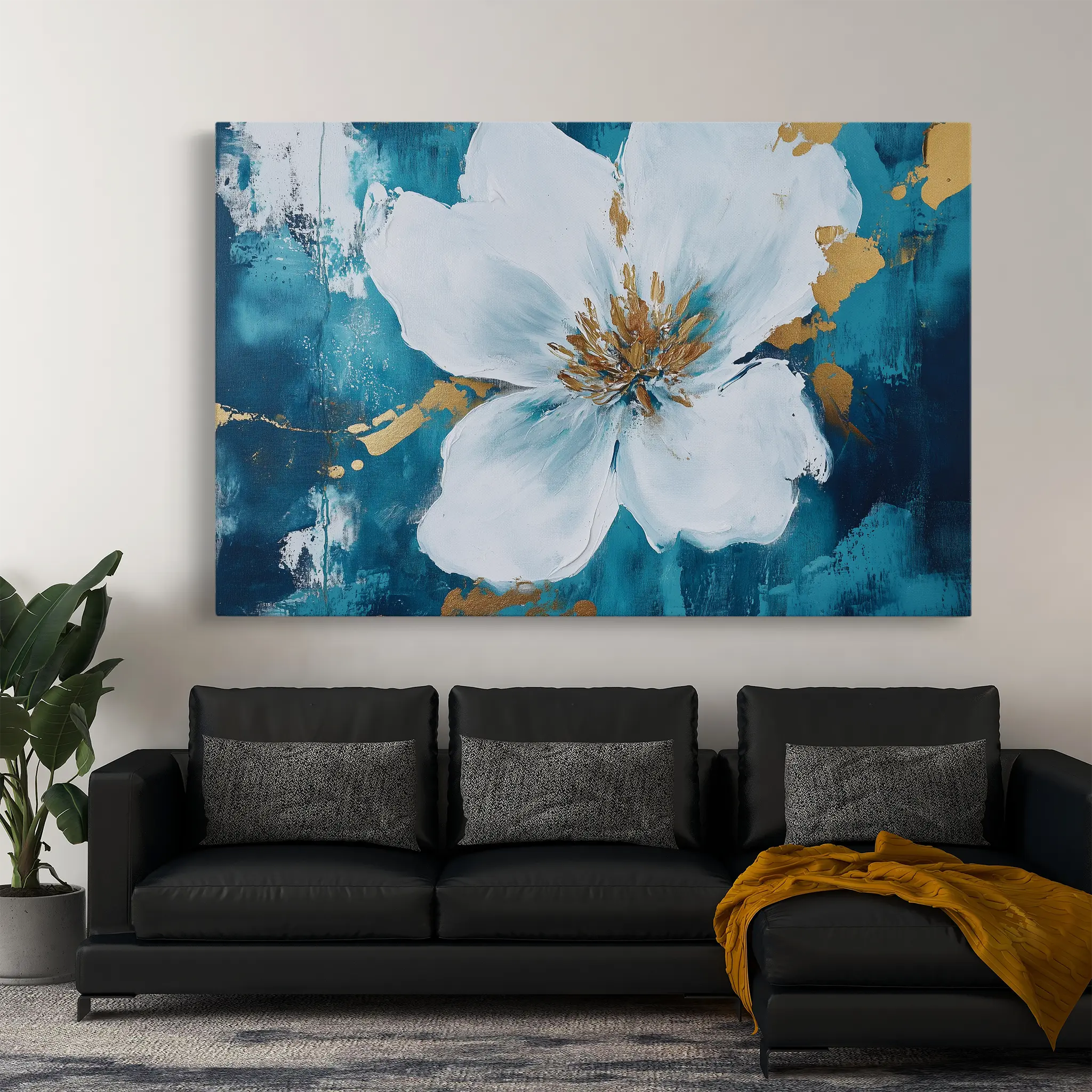 Floral Canvas Wall Art WAD750-F 90 x 60 cm / Stretched on hidden frame