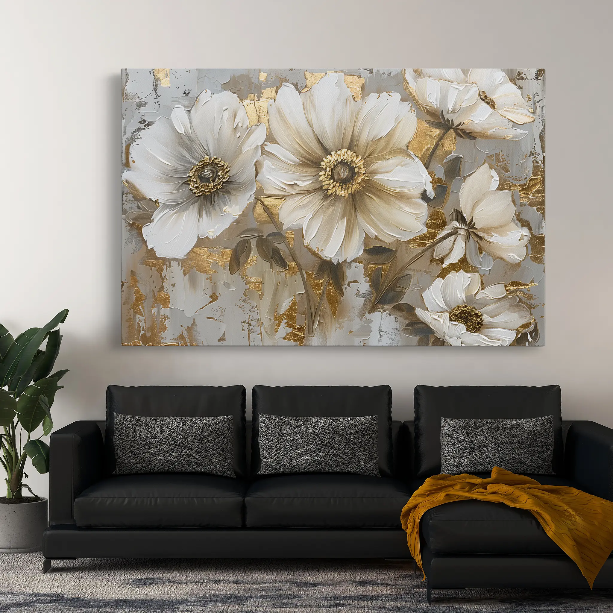 Floral Canvas Wall Art WAD751-F 90 x 60 cm / Stretched on hidden frame