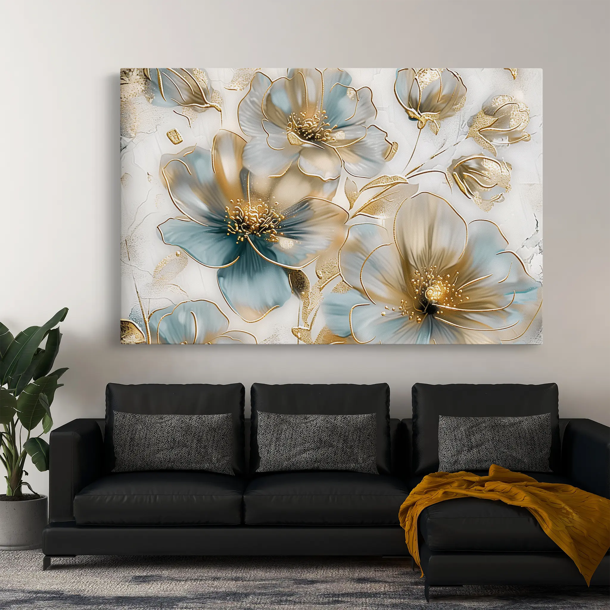 Floral Canvas Wall Art WAD757-F 90 x 60 cm / Stretched on hidden frame