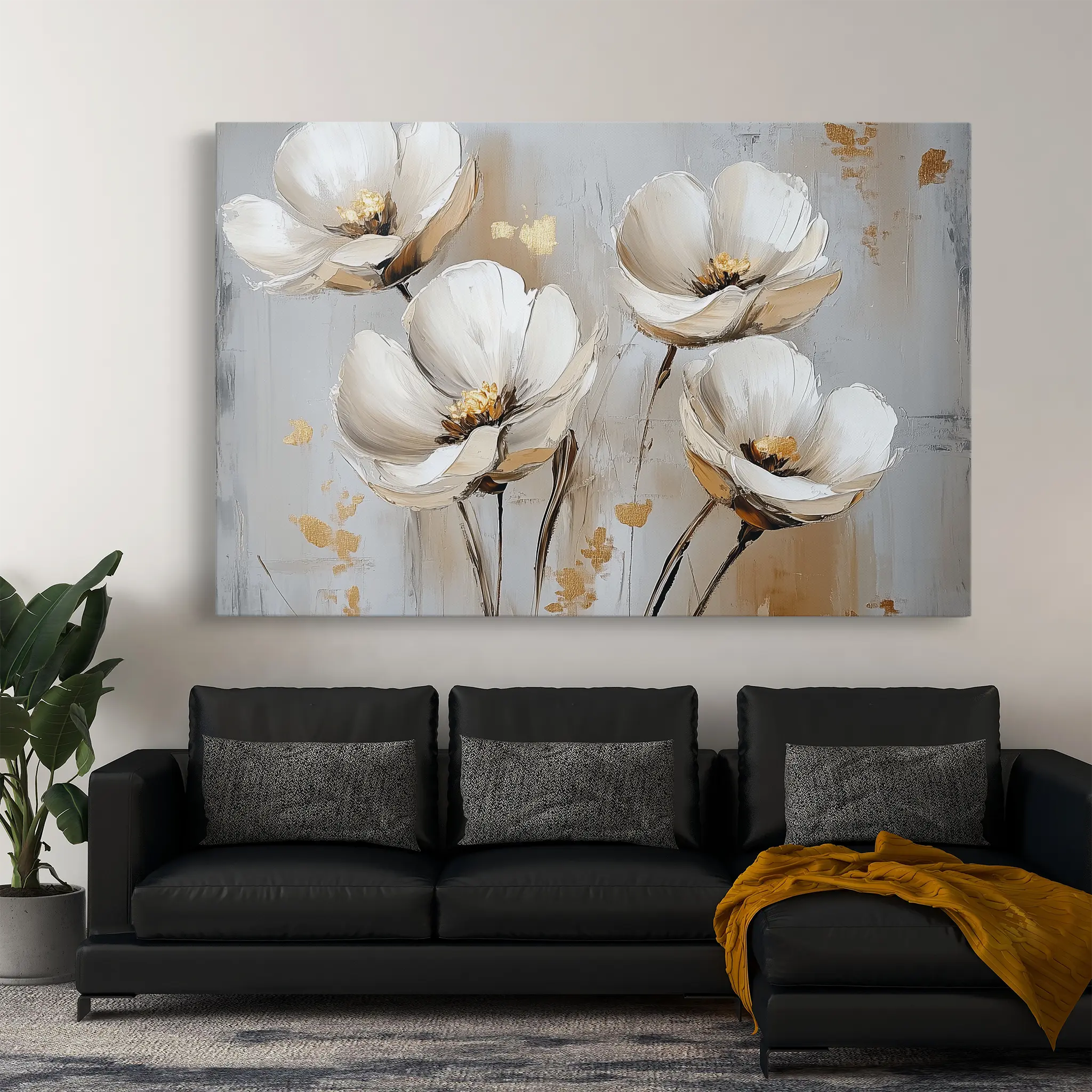 Floral Canvas Wall Art WAD772-F 90 x 60 cm / Stretched on hidden frame