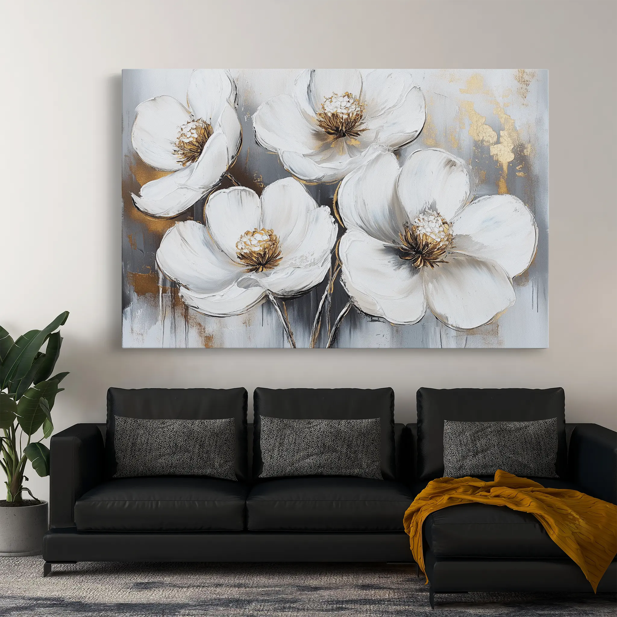 Floral Canvas Wall Art WAD783-F 90 x 60 cm / Stretched on hidden frame