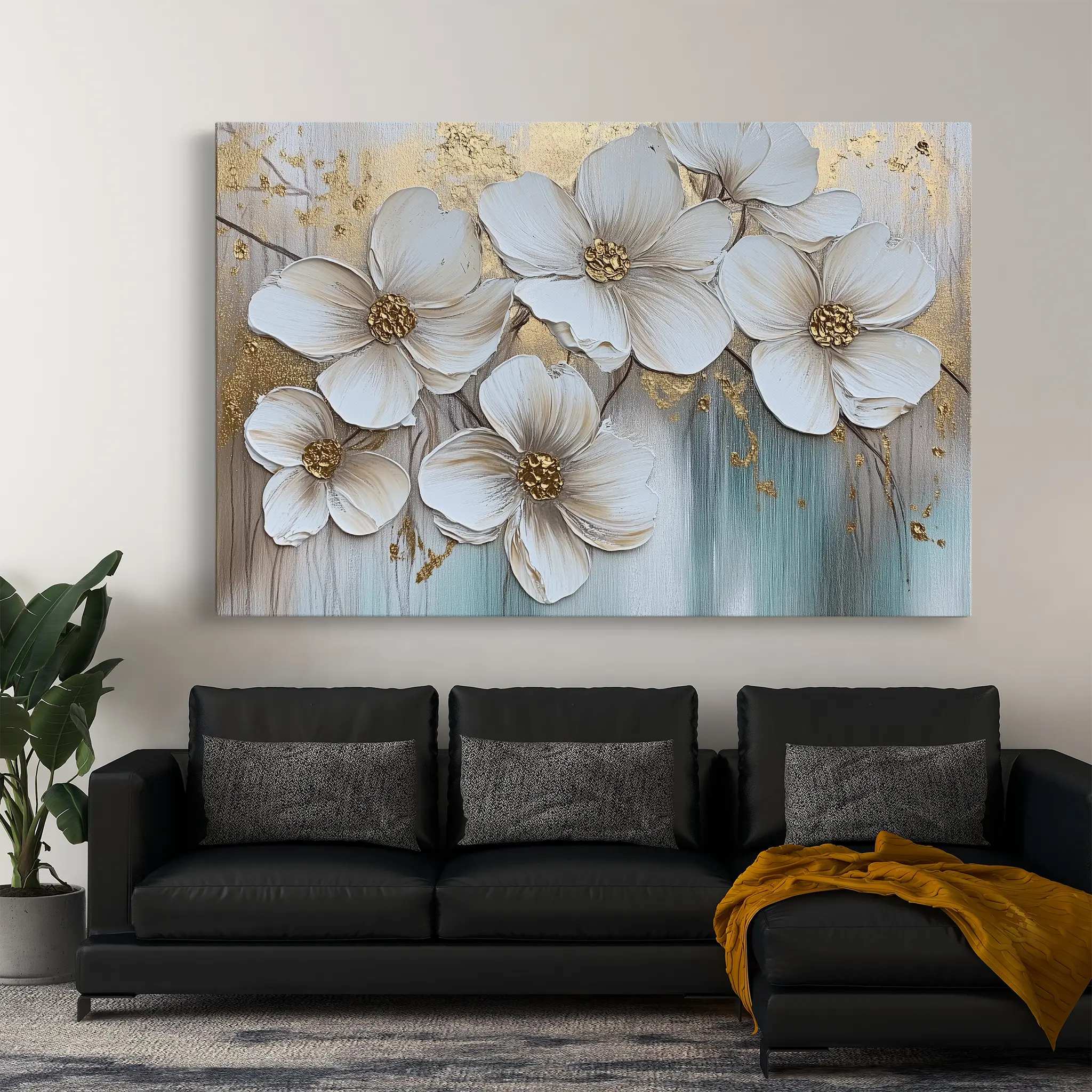 Floral Canvas Wall Art WAD791-F 90 x 60 cm / Stretched on hidden frame