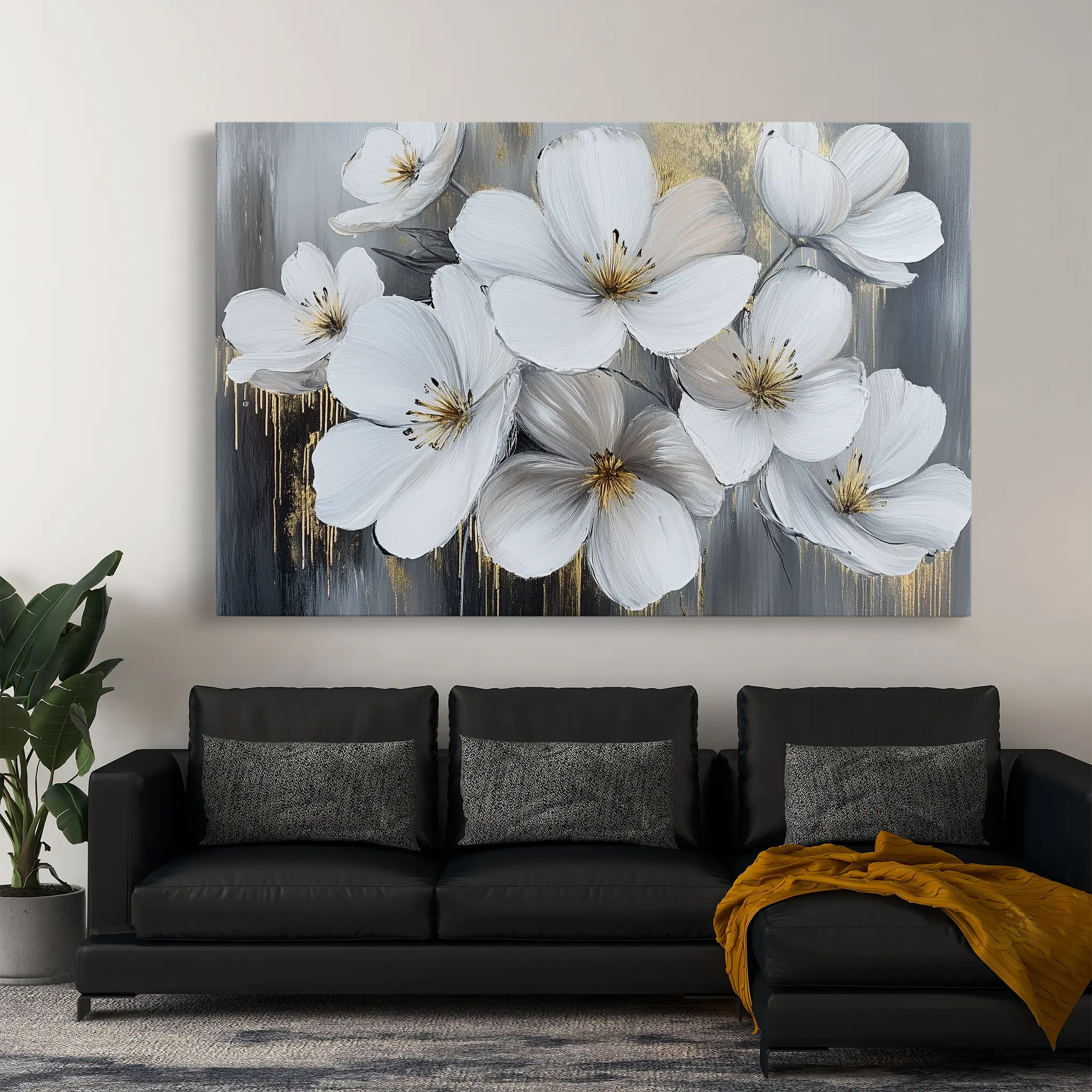 Floral Canvas Wall Art WAD792-F 90 x 60 cm / Stretched on hidden frame