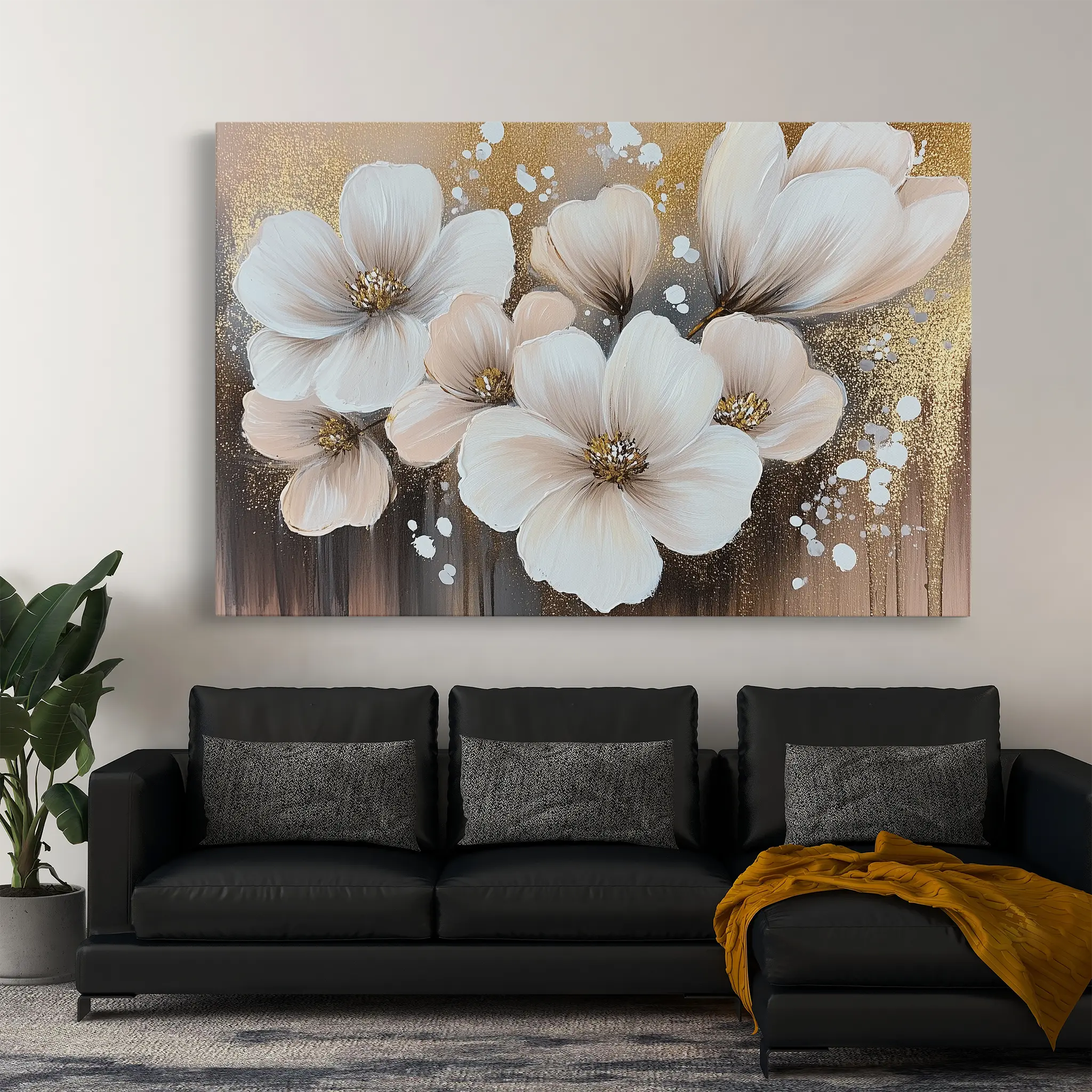 Floral Canvas Wall Art WAD797-F 90 x 60 cm / Stretched on hidden frame