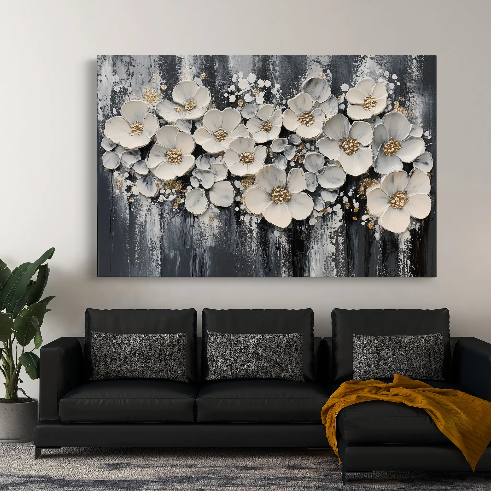 Floral Canvas Wall Art WAD800-F 90 x 60 cm / Stretched on hidden frame