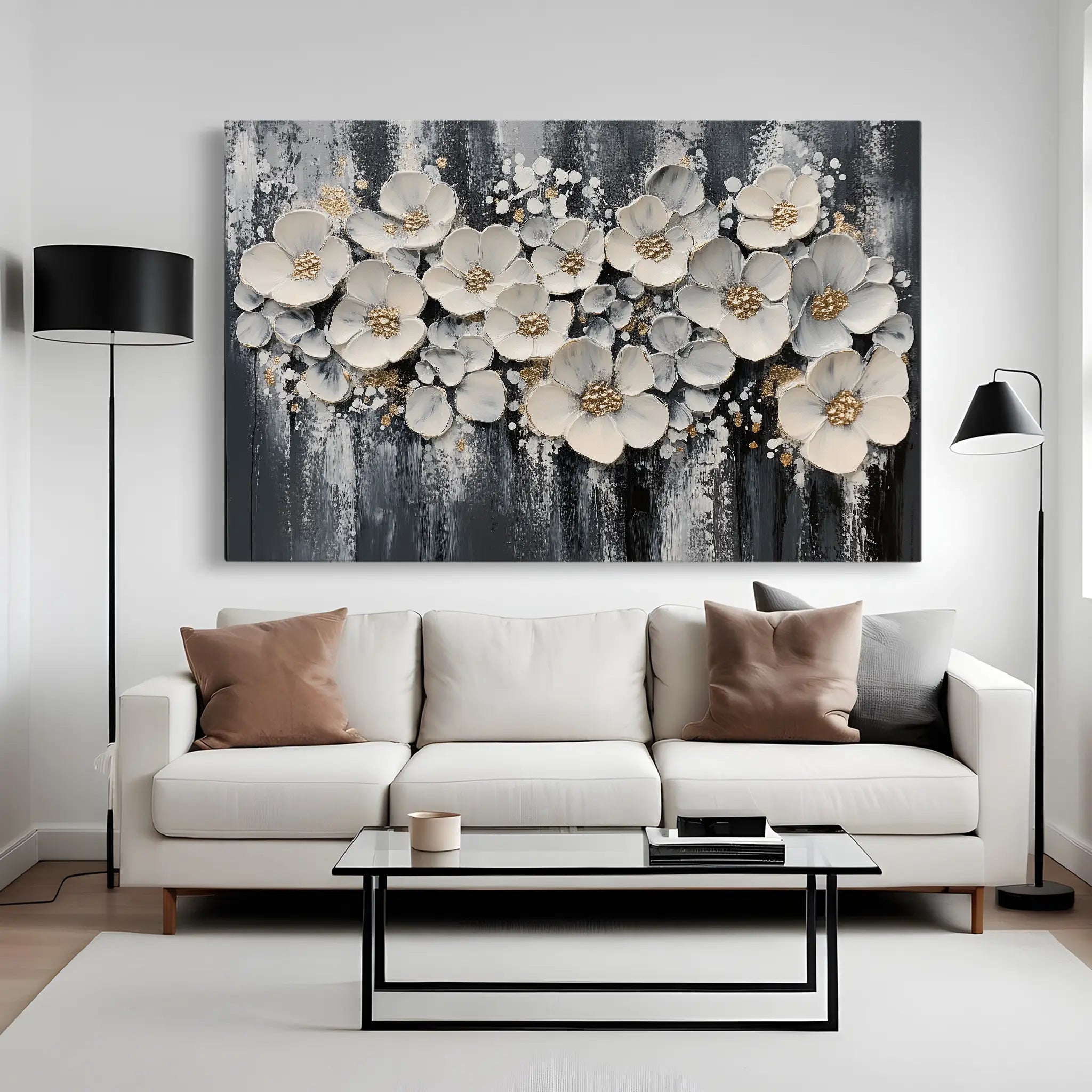 Floral Canvas Wall Art WAD800-F 90 x 60 cm / Stretched on hidden frame