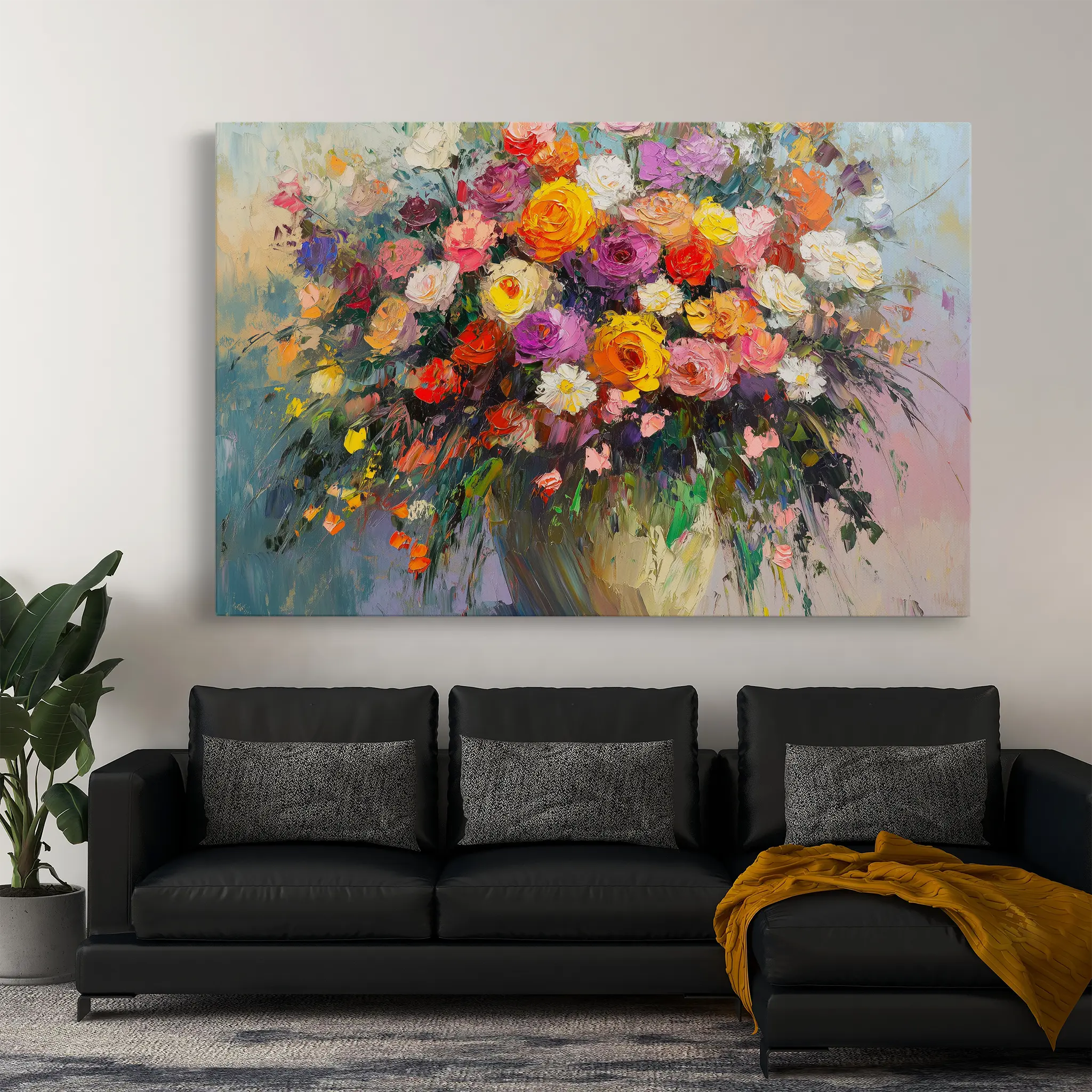 Floral Canvas Wall Art WAD801-F 90 x 60 cm / Stretched on hidden frame