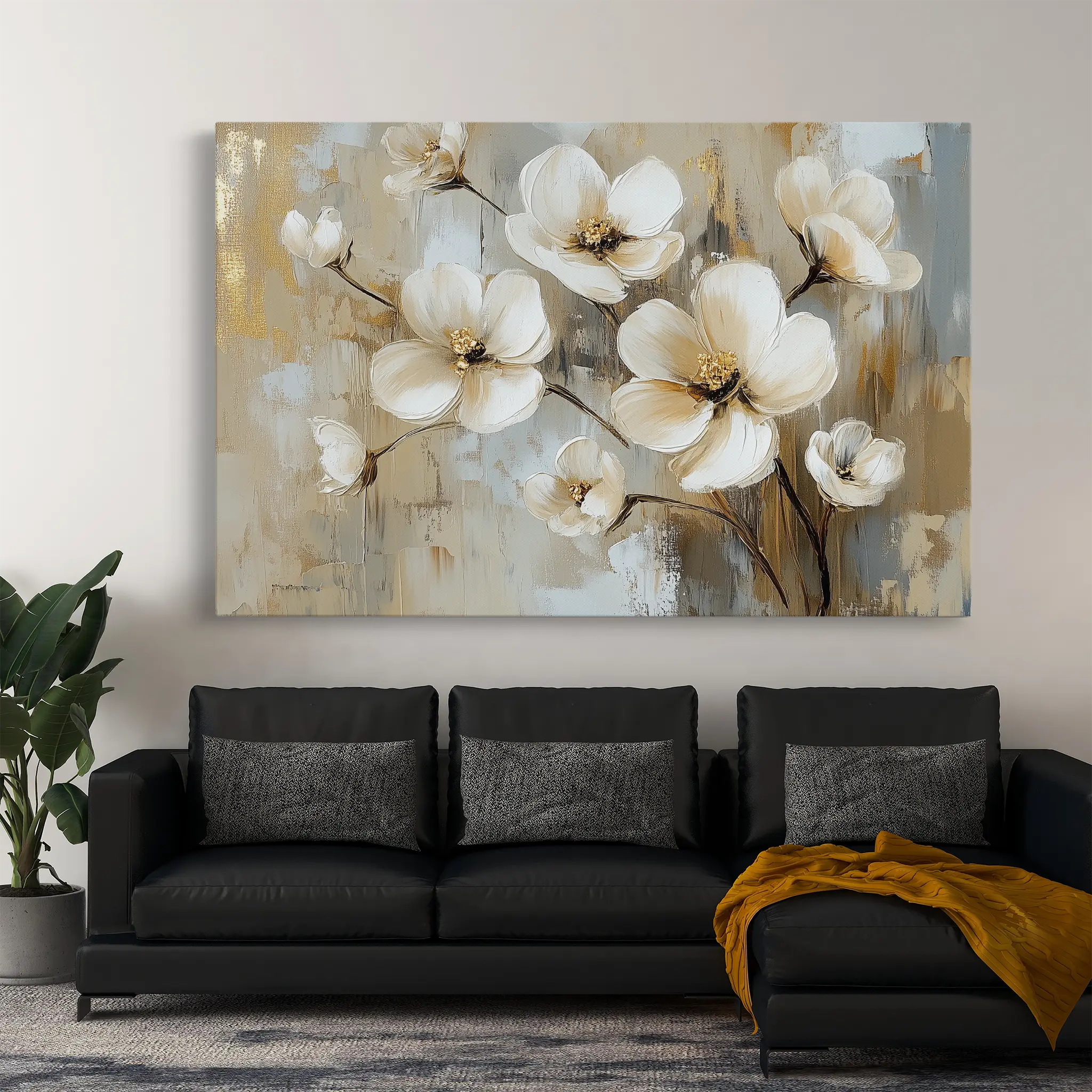 Floral Canvas Wall Art WAD808-F 90 x 60 cm / Stretched on hidden frame