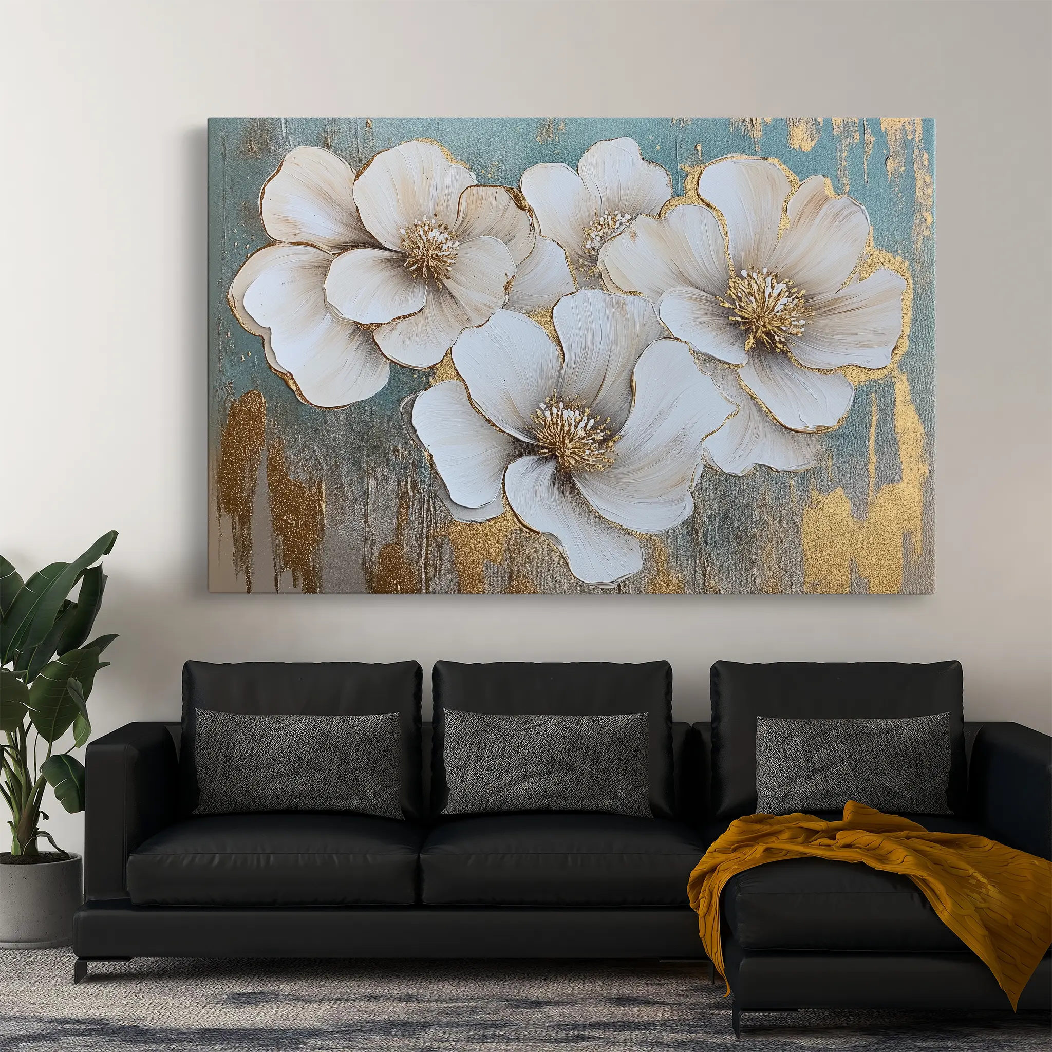 Floral Canvas Wall Art WAD810-F 90 x 60 cm / Stretched on hidden frame