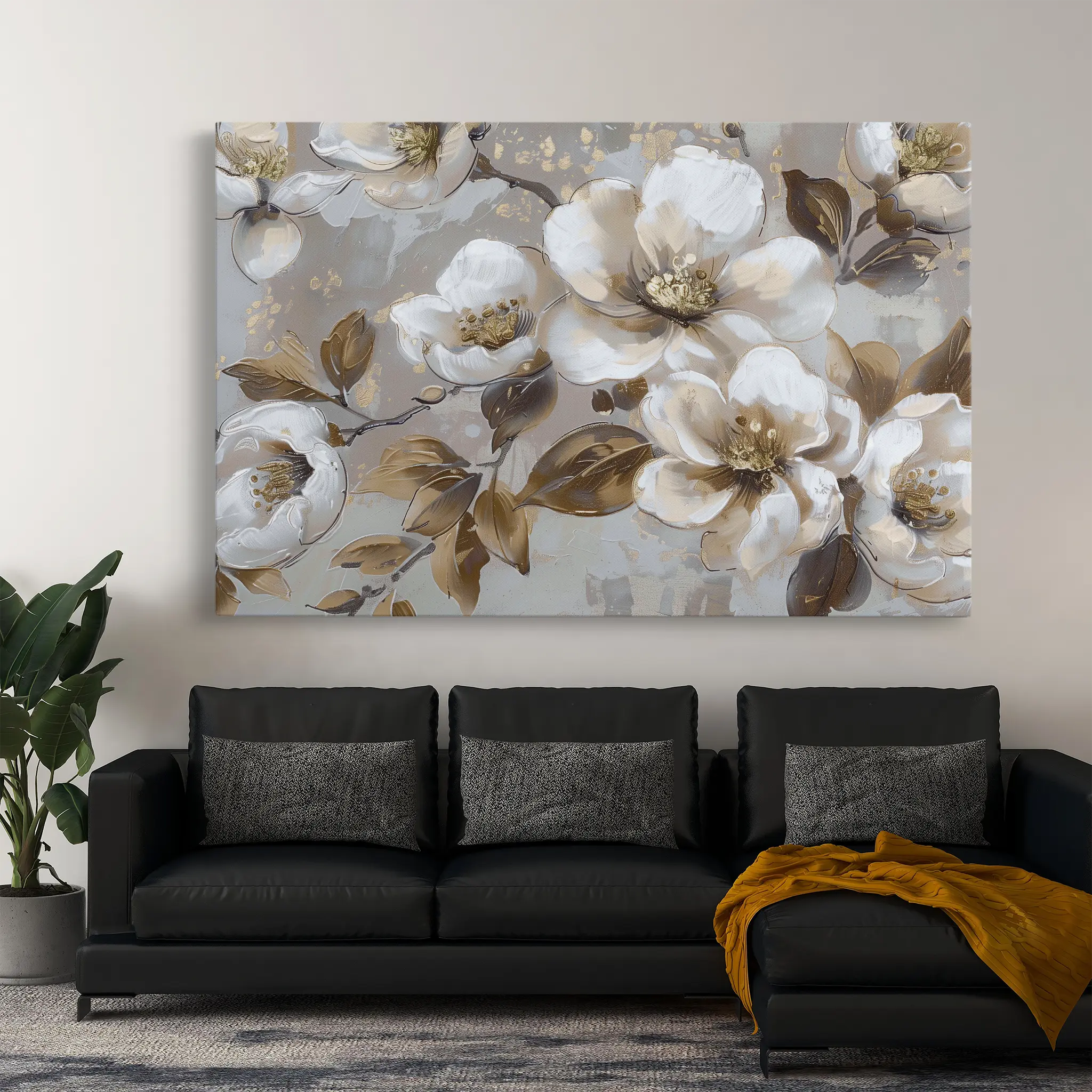 Floral Canvas Wall Art WAD843-F 90 x 60 cm / Stretched on hidden frame