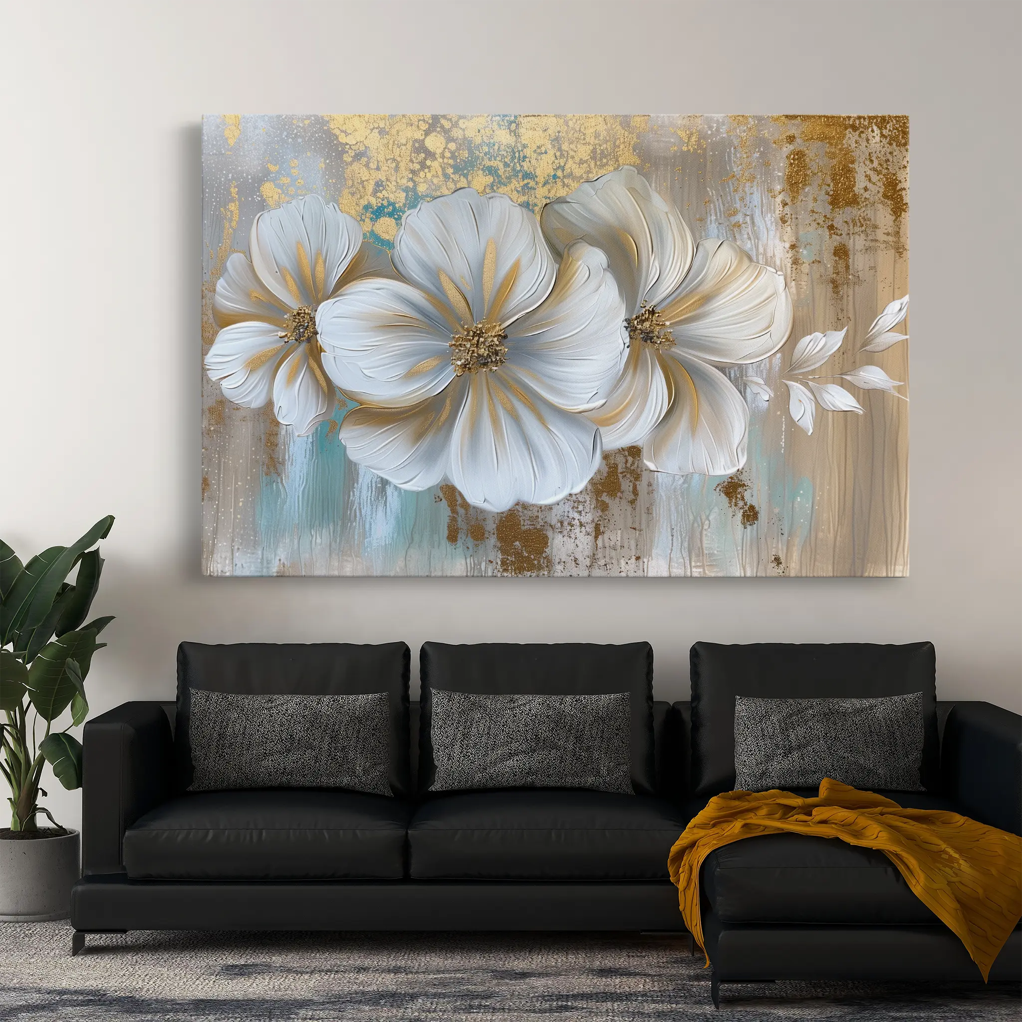 Floral Canvas Wall Art WAD851-F 90 x 60 cm / Stretched on hidden frame