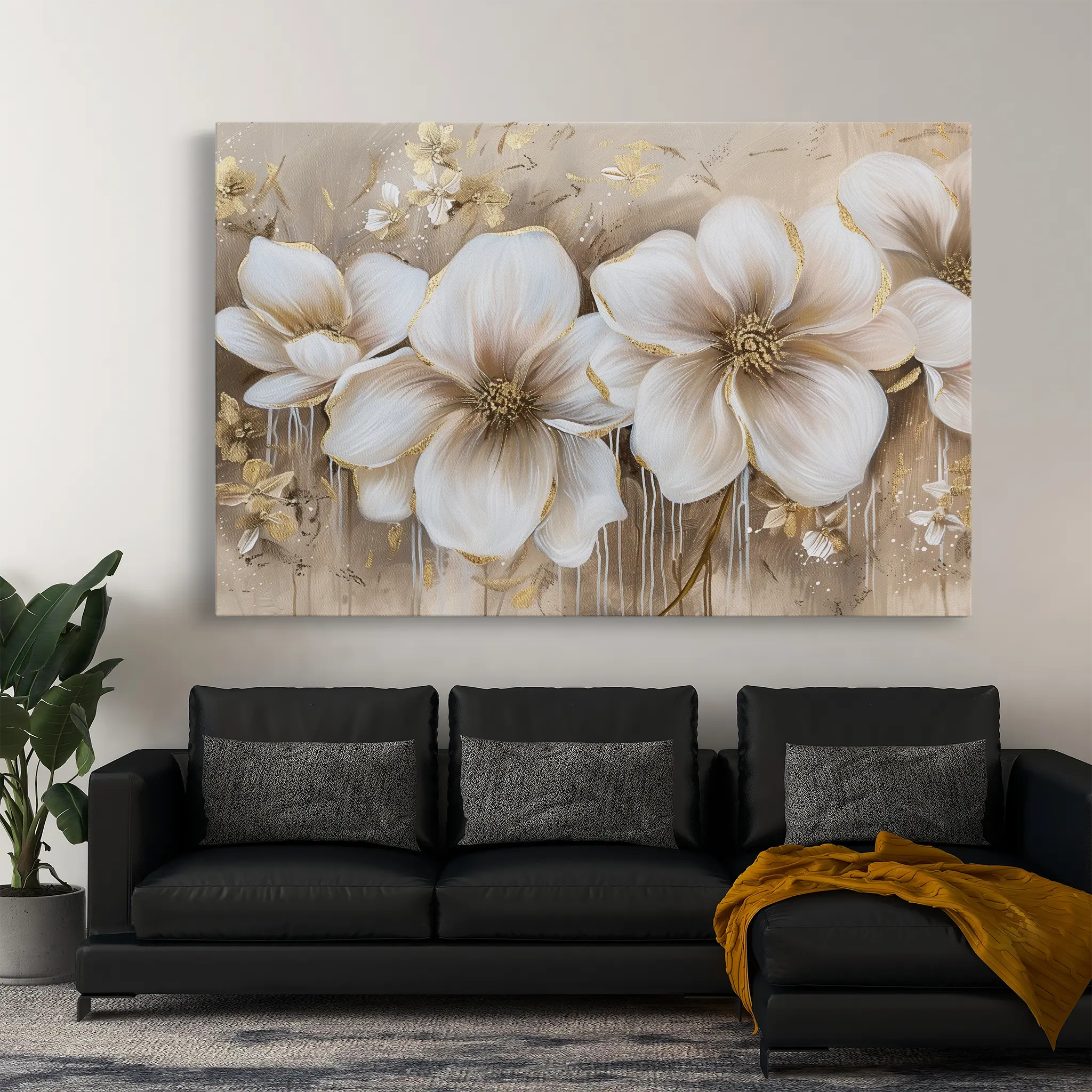 Floral Canvas Wall Art WAD852-F 90 x 60 cm / Stretched on hidden frame