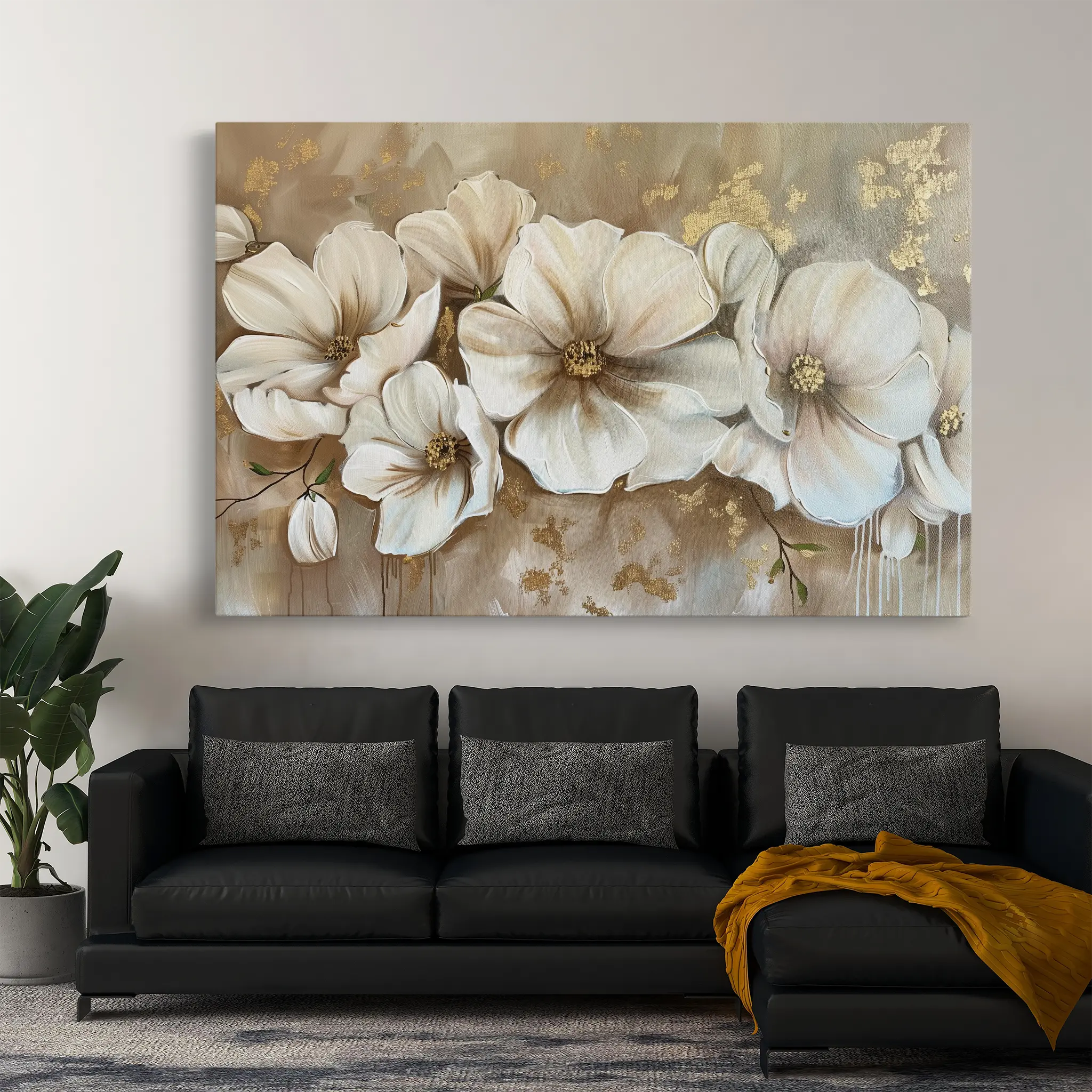 Floral Canvas Wall Art WAD853-F 90 x 60 cm / Stretched on hidden frame