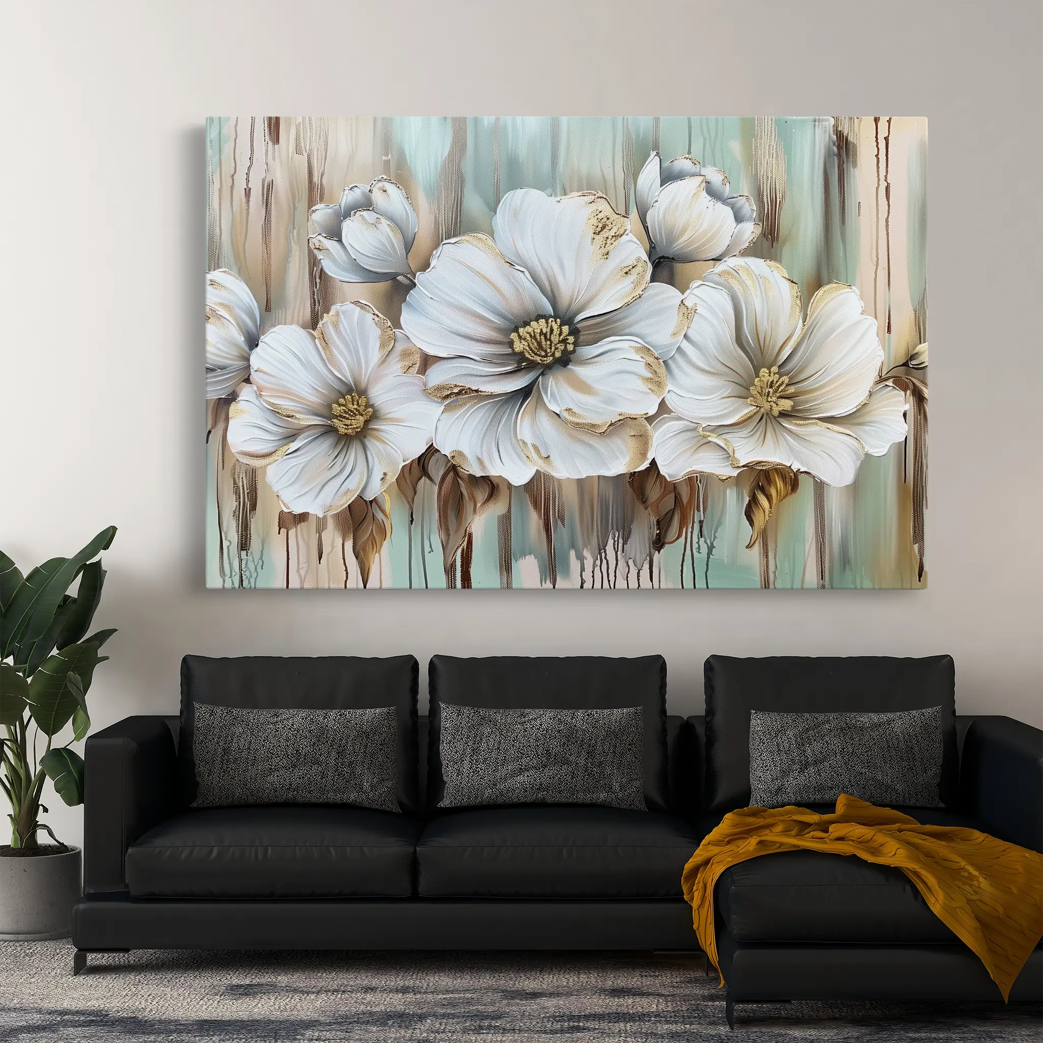 Floral Canvas Wall Art WAD858-F 90 x 60 cm / Stretched on hidden frame