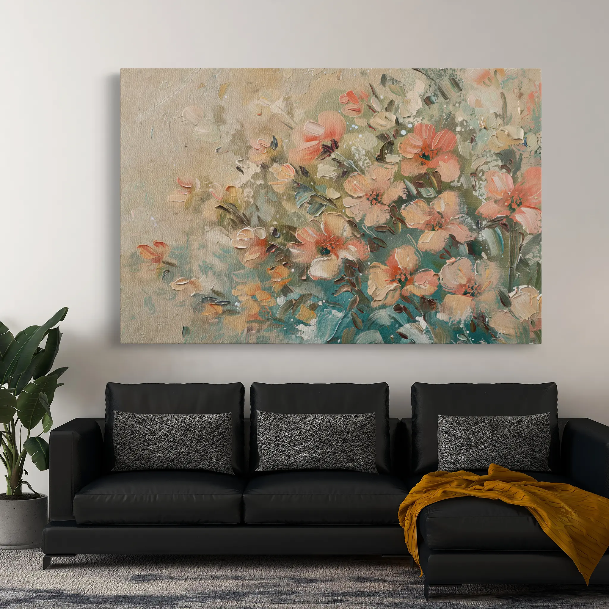 Floral Canvas Wall Art WAD862-F 90 x 60 cm / Stretched on hidden frame