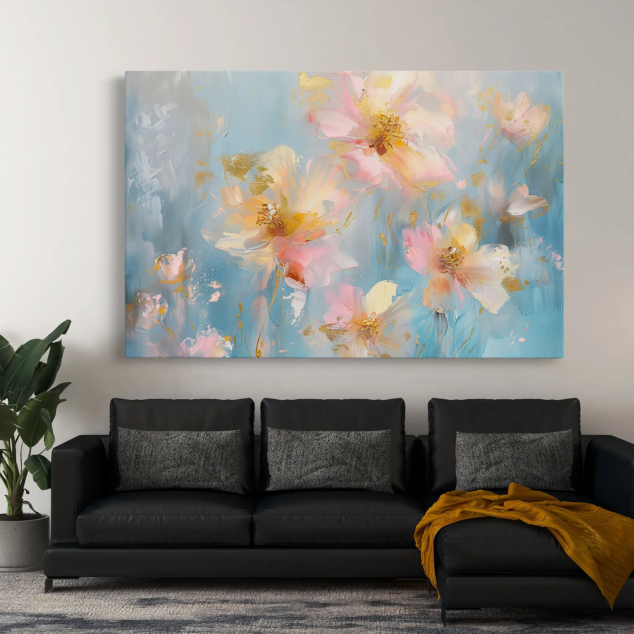 Floral Canvas Wall Art WAD875-F 90 x 60 cm / Stretched on hidden frame