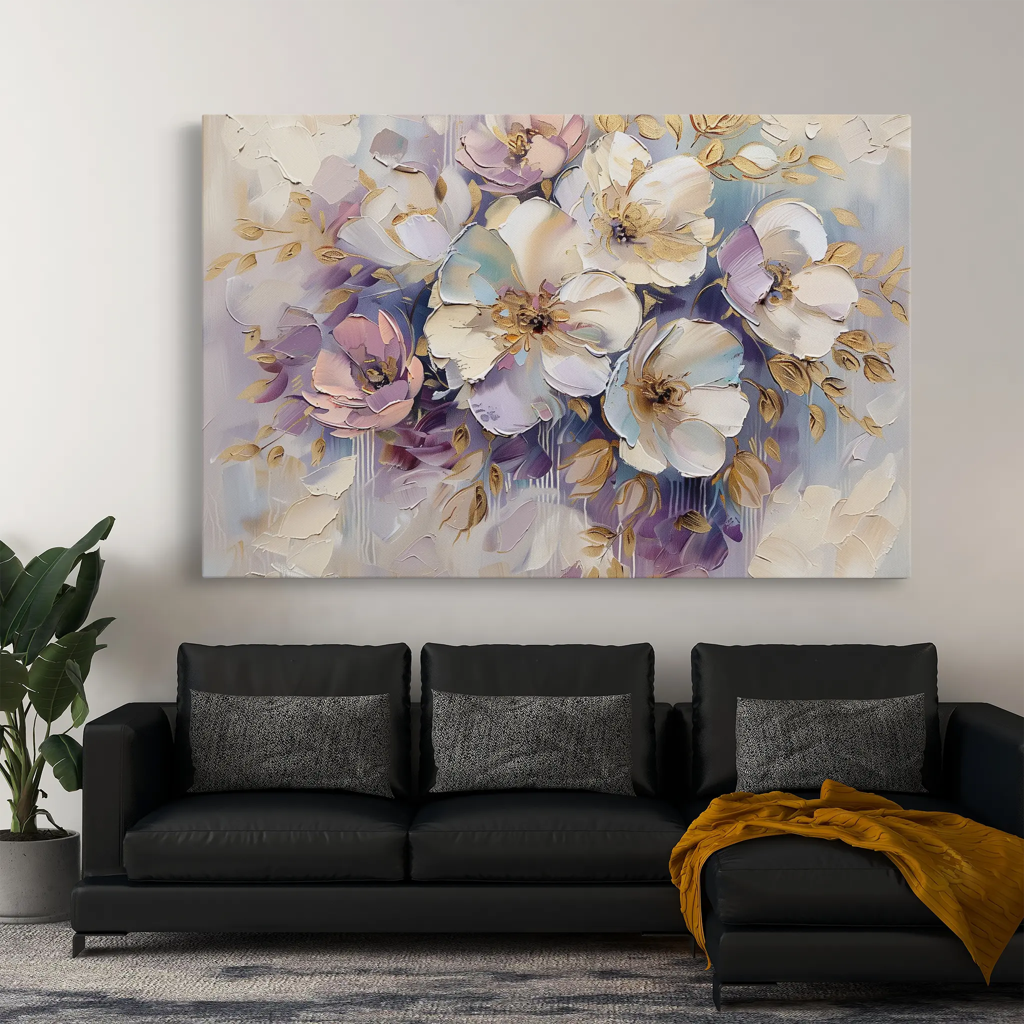 Floral Canvas Wall Art WAD884-F 90 x 60 cm / Stretched on hidden frame