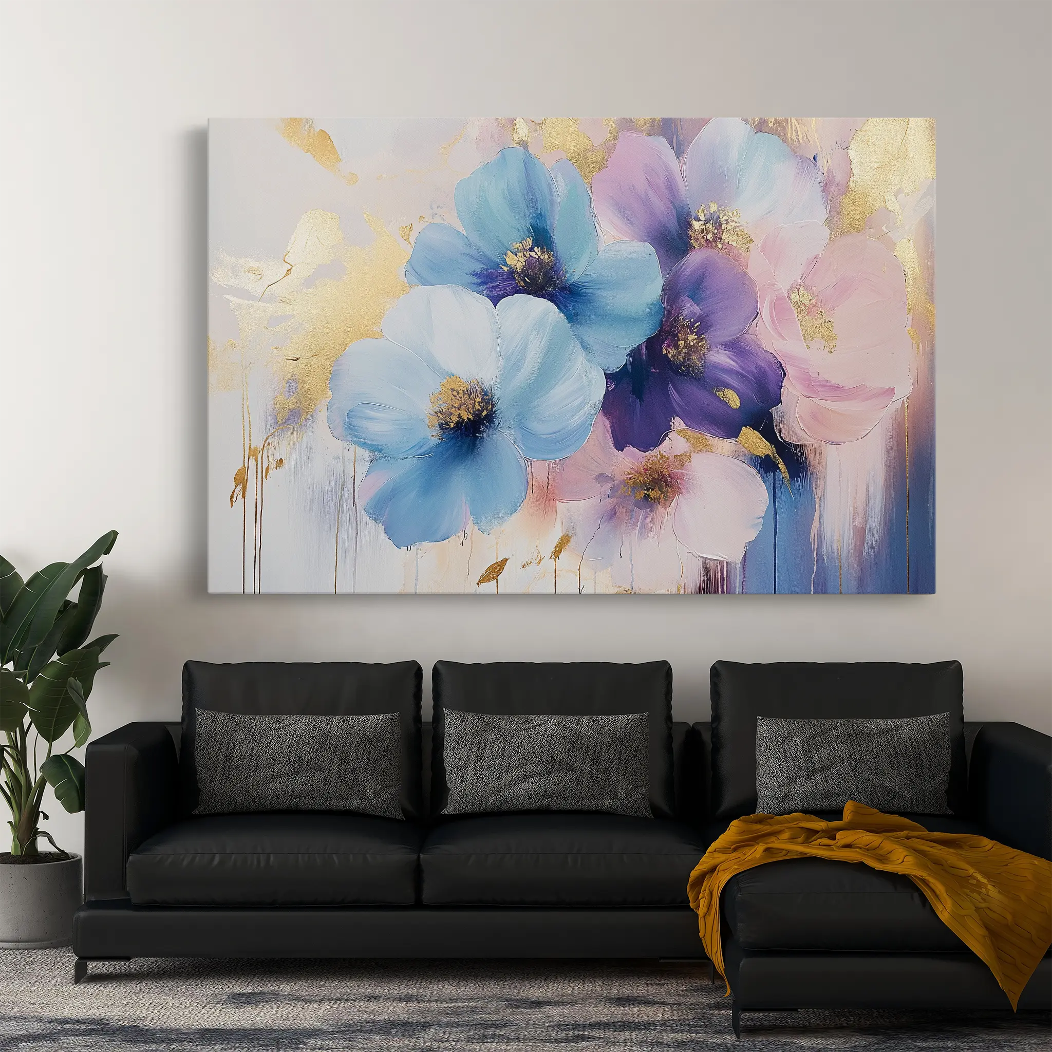 Floral Canvas Wall Art WAD894-F 90 x 60 cm / Stretched on hidden frame