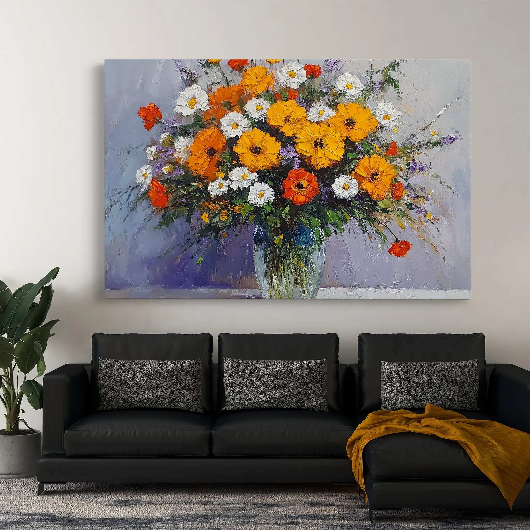 Floral Canvas Wall Art WAD895-F 90 x 60 cm / Stretched on hidden frame