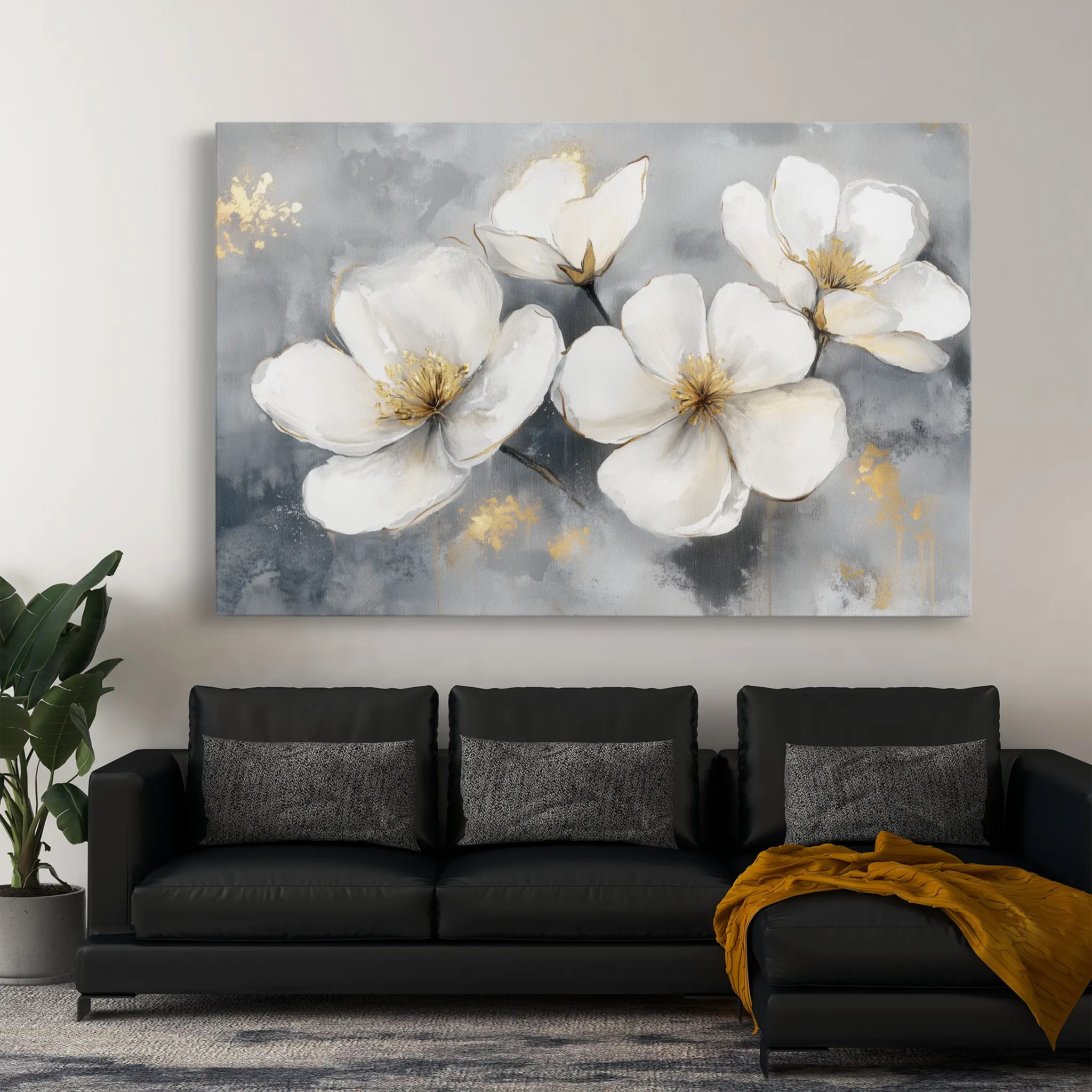 Floral Canvas Wall Art WAD910-F 90 x 60 cm / Stretched on hidden frame