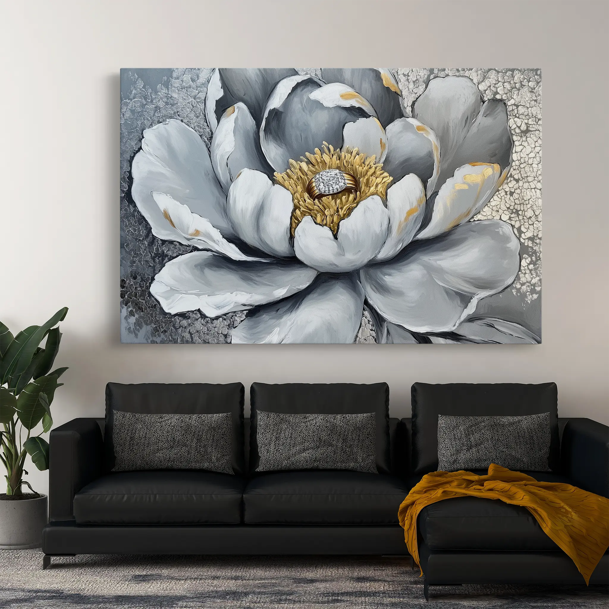 Floral Canvas Wall Art WAD911-F 90 x 60 cm / Stretched on hidden frame