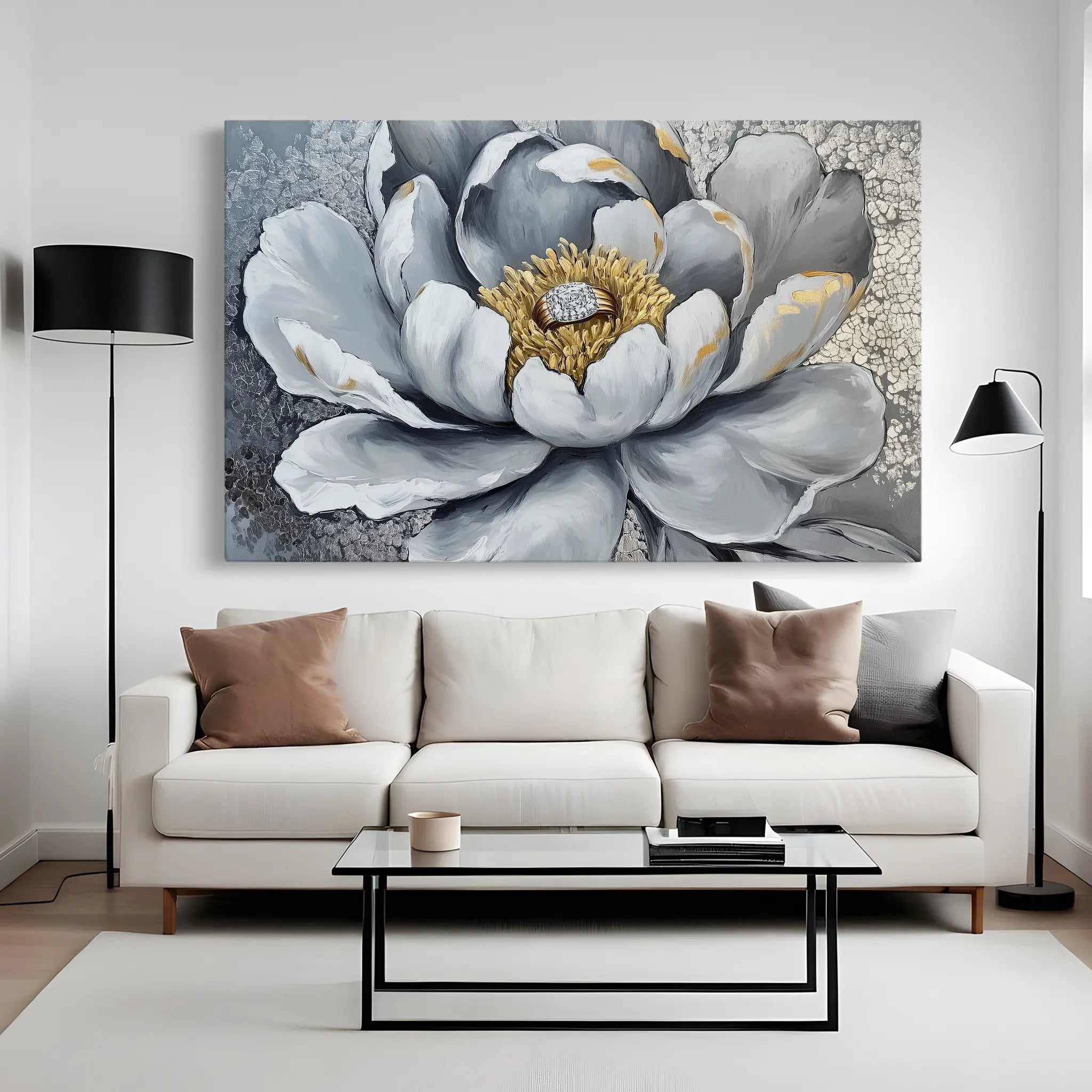 Floral Canvas Wall Art WAD911-F 90 x 60 cm / Stretched on hidden frame