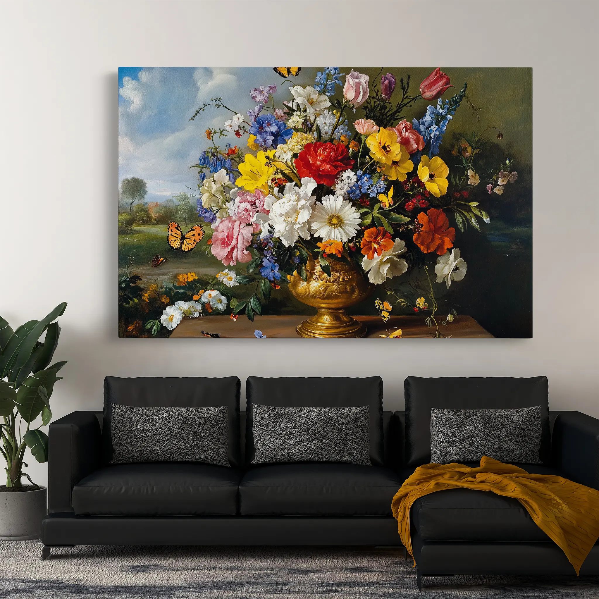 Floral Canvas Wall Art WAD952-F 90 x 60 cm / Stretched on hidden frame