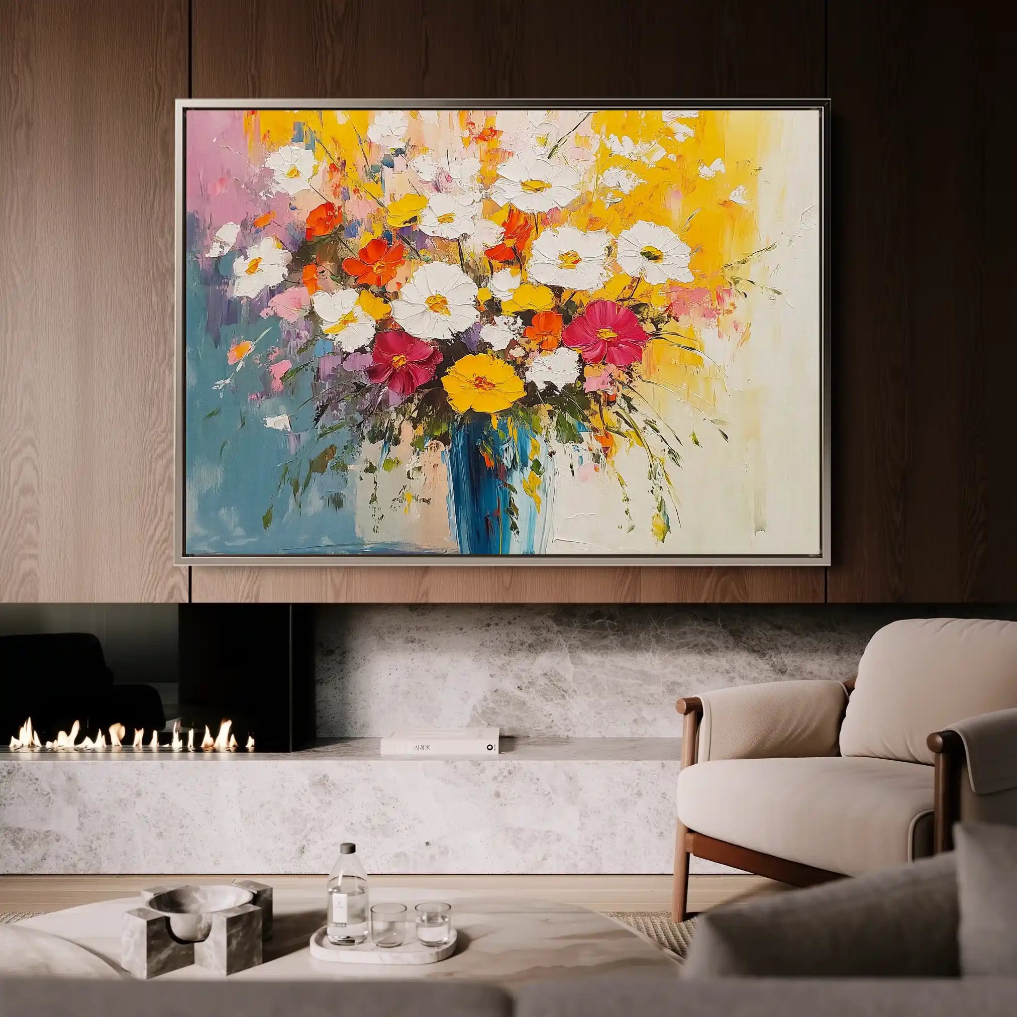 Floral Canvas Wall Art WAD972-F 90 x 60 cm / Stretched on hidden frame