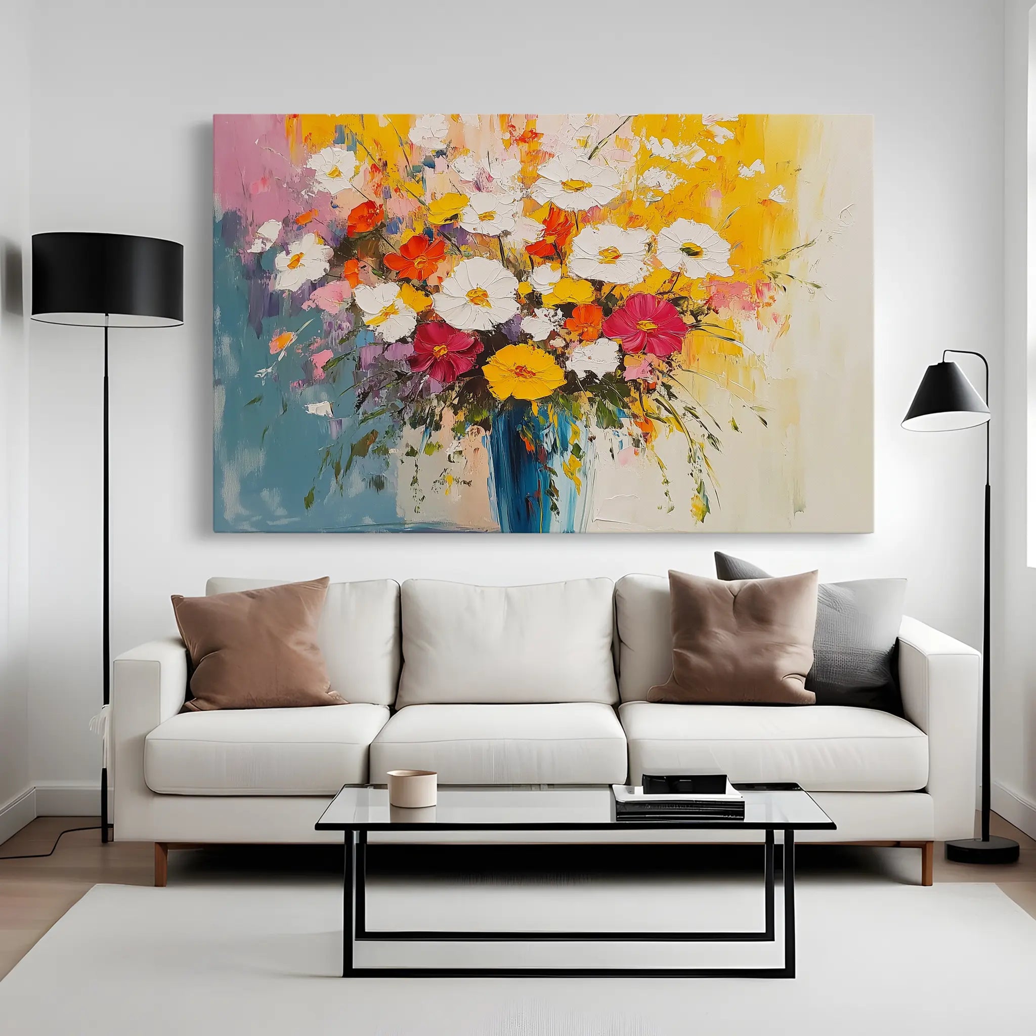 Floral Canvas Wall Art WAD972-F 90 x 60 cm / Stretched on hidden frame