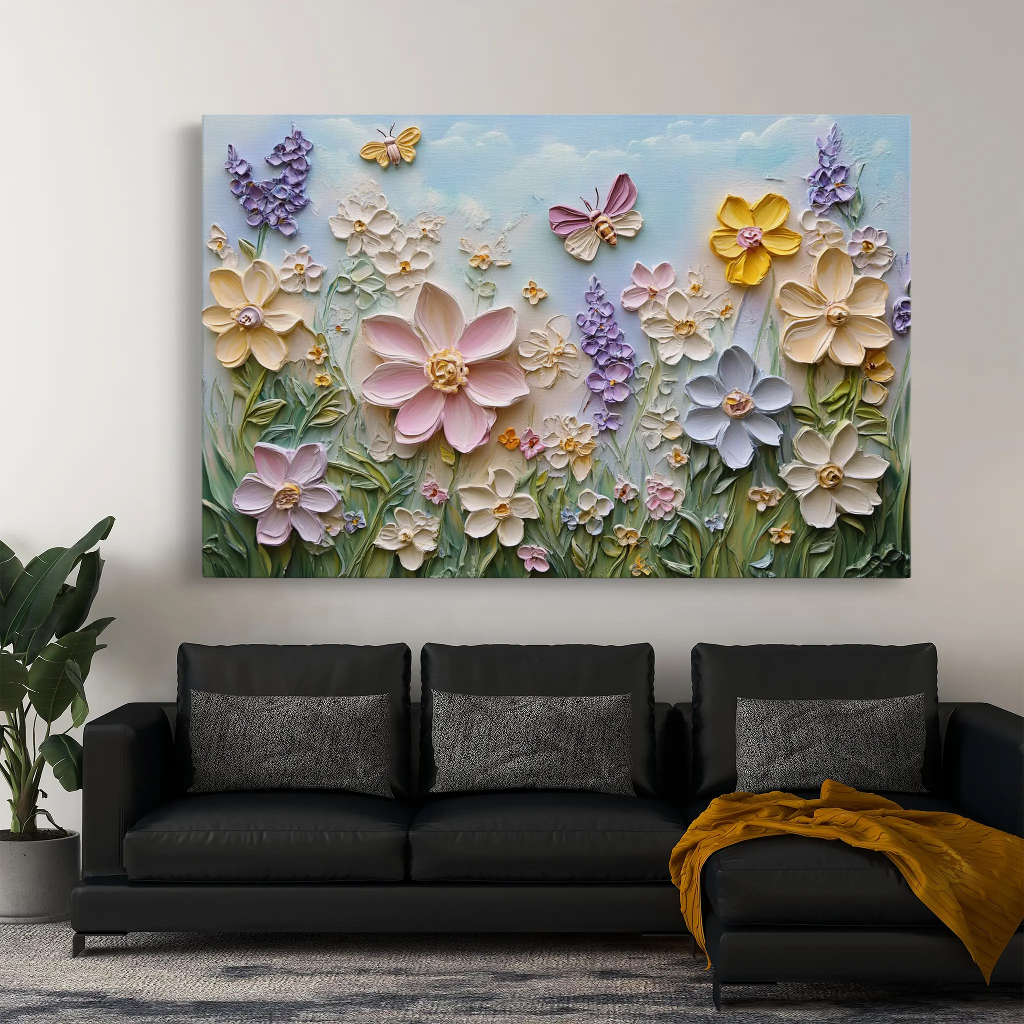 Floral Canvas Wall Art WAD980-F 90 x 60 cm / Stretched on hidden frame