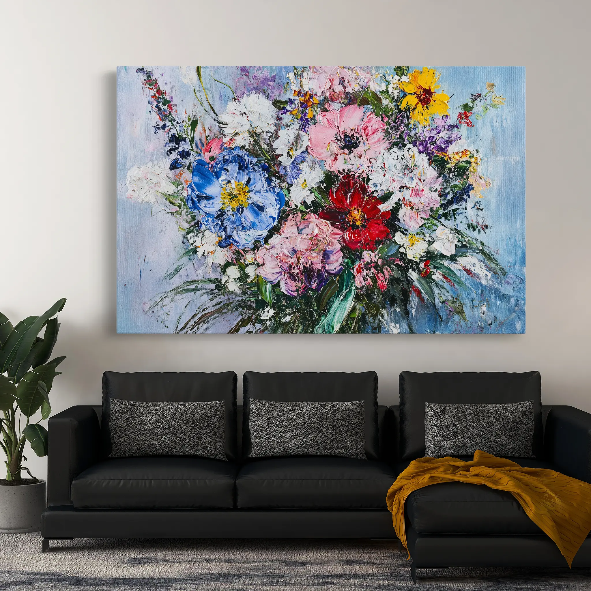 Floral Canvas Wall Art WAD987-F 90 x 60 cm / Stretched on hidden frame