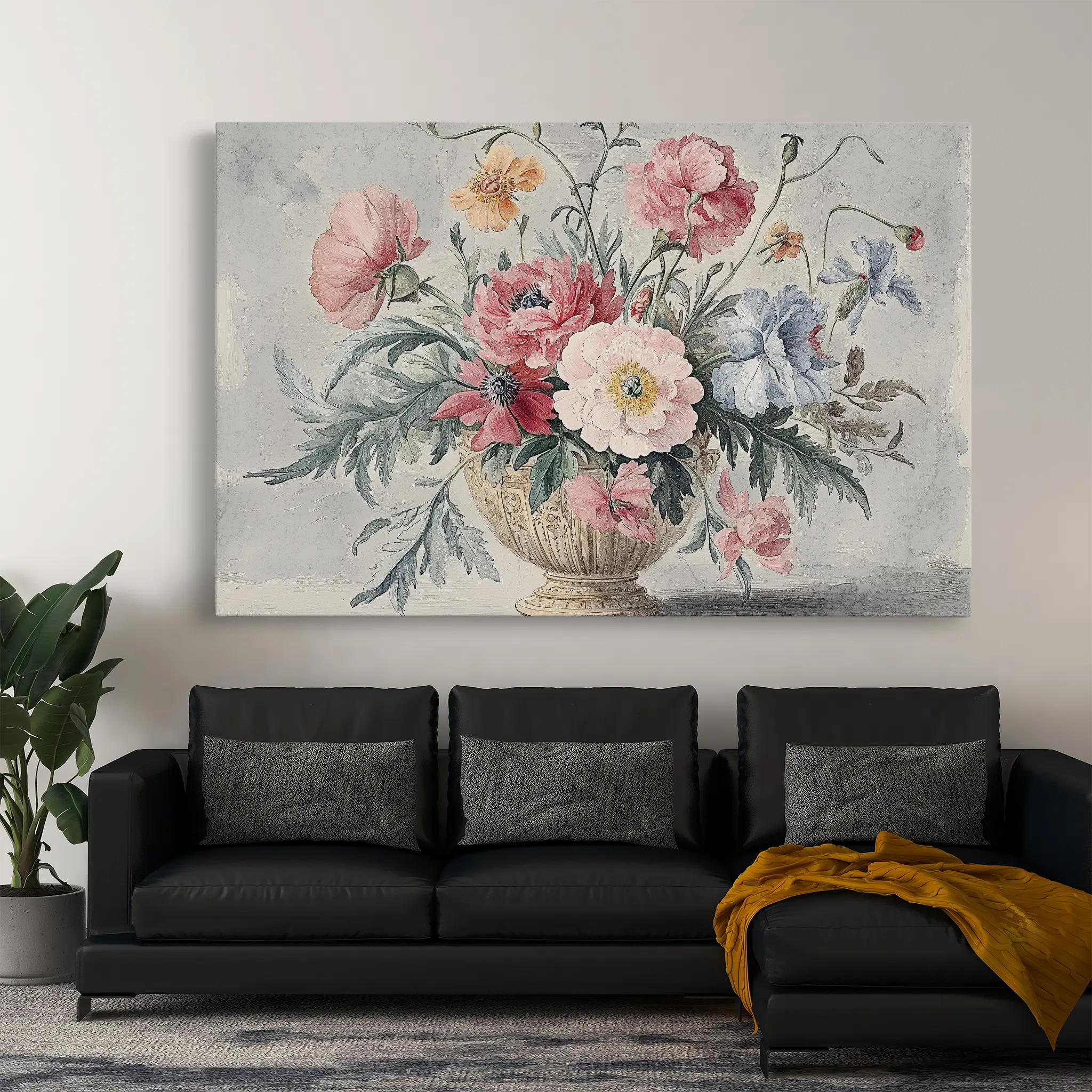 Floral Canvas Wall Art WAD988-F 90 x 60 cm / Stretched on hidden frame