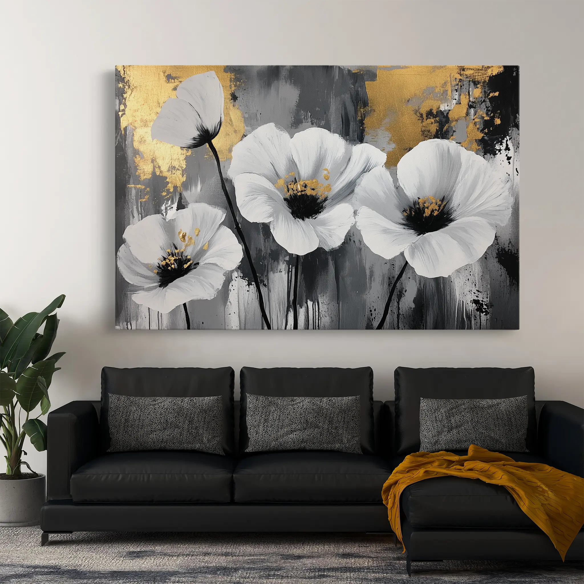 Floral Canvas Wall Art WAD993-F 90 x 60 cm / Stretched on hidden frame