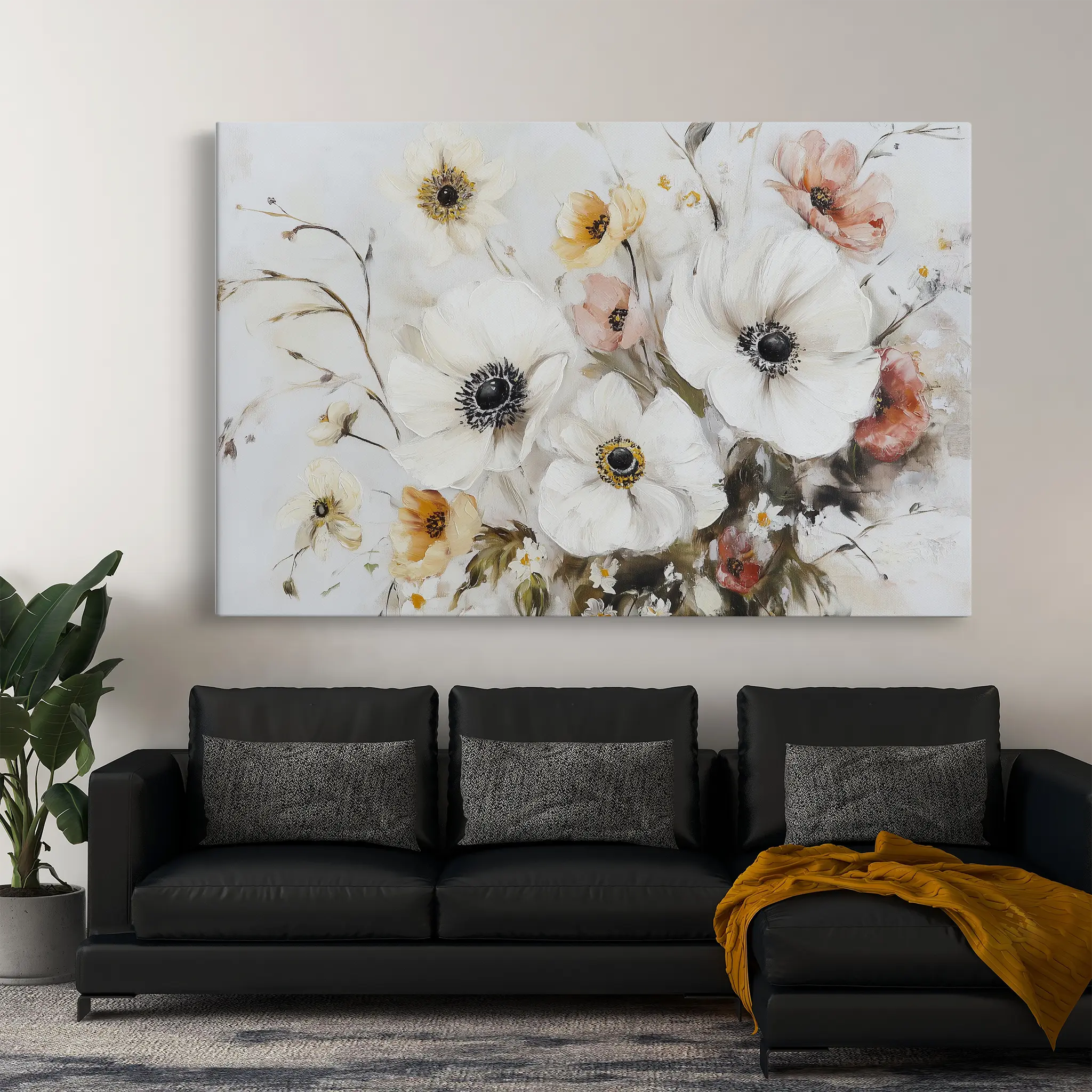 Floral Canvas Wall Art WAD997-F 90 x 60 cm / Stretched on hidden frame