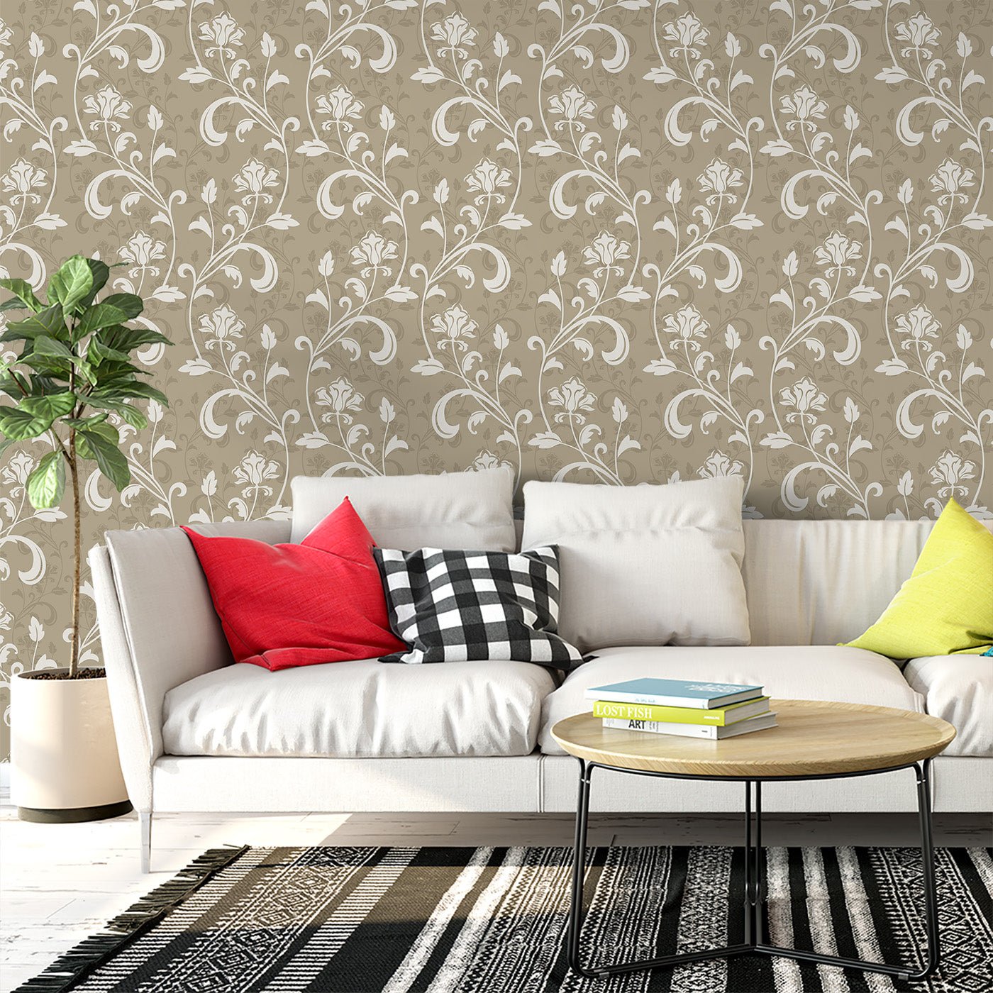 Floral & Leaves Wallpaper WAL1700-F